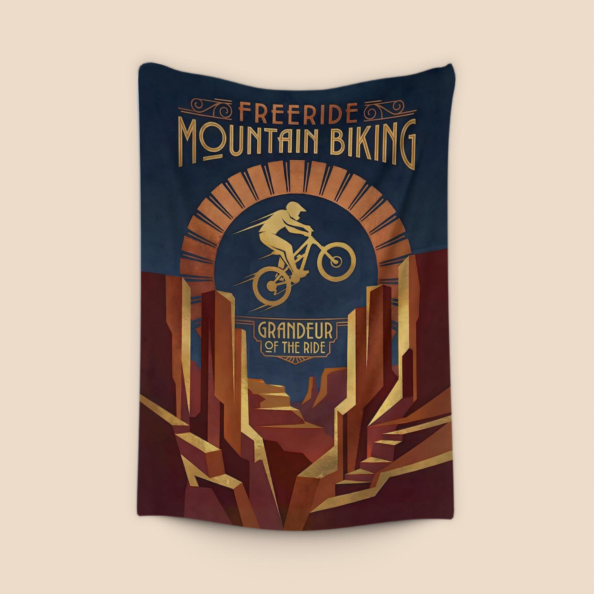 Grandeur of the Ride: Art Deco Mountain Biking Poster