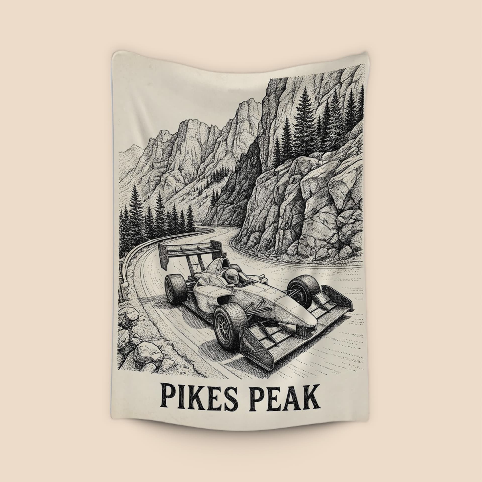 Pikes Peak Open-Wheel Hill Climb Pen and Ink Art