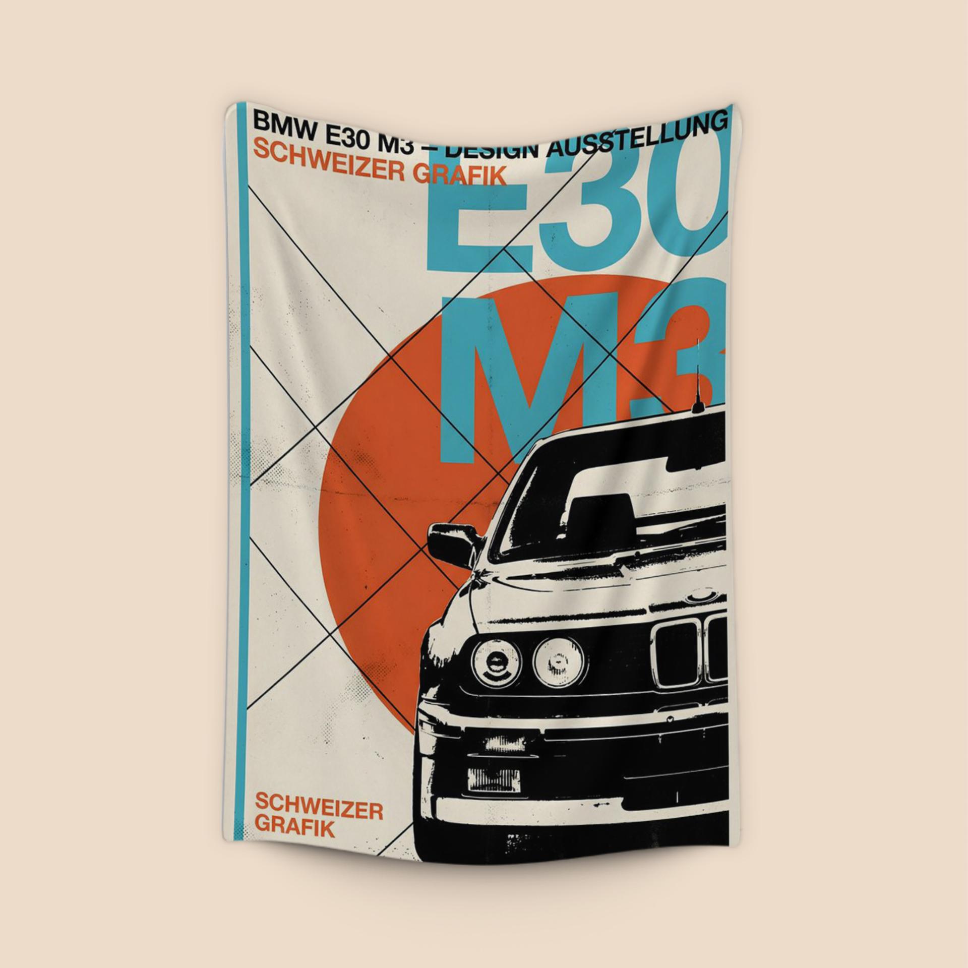 BMW E30 M3 Swiss Style Poster