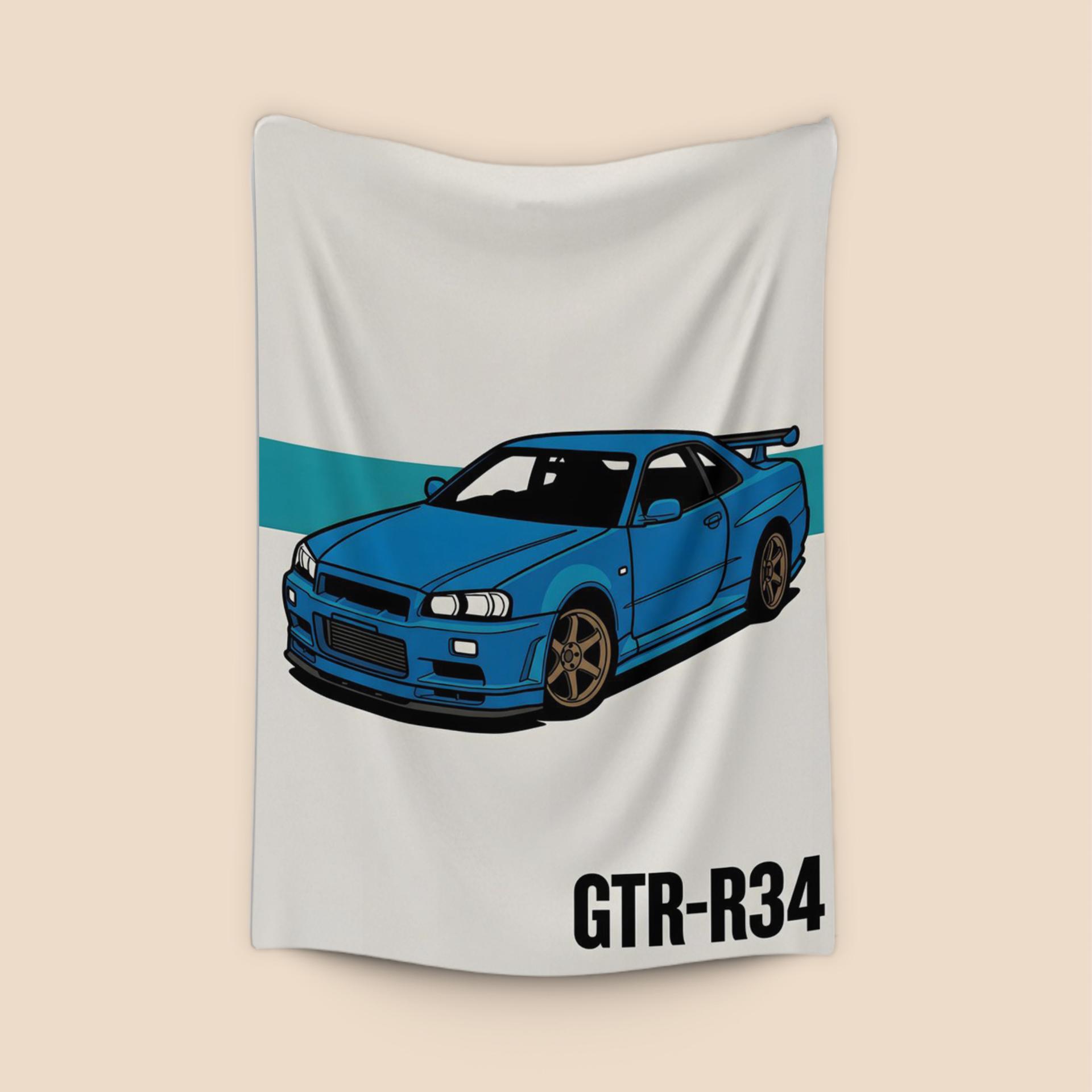 Nissan Skyline GT-R R34 Minimalist Blue Illustration