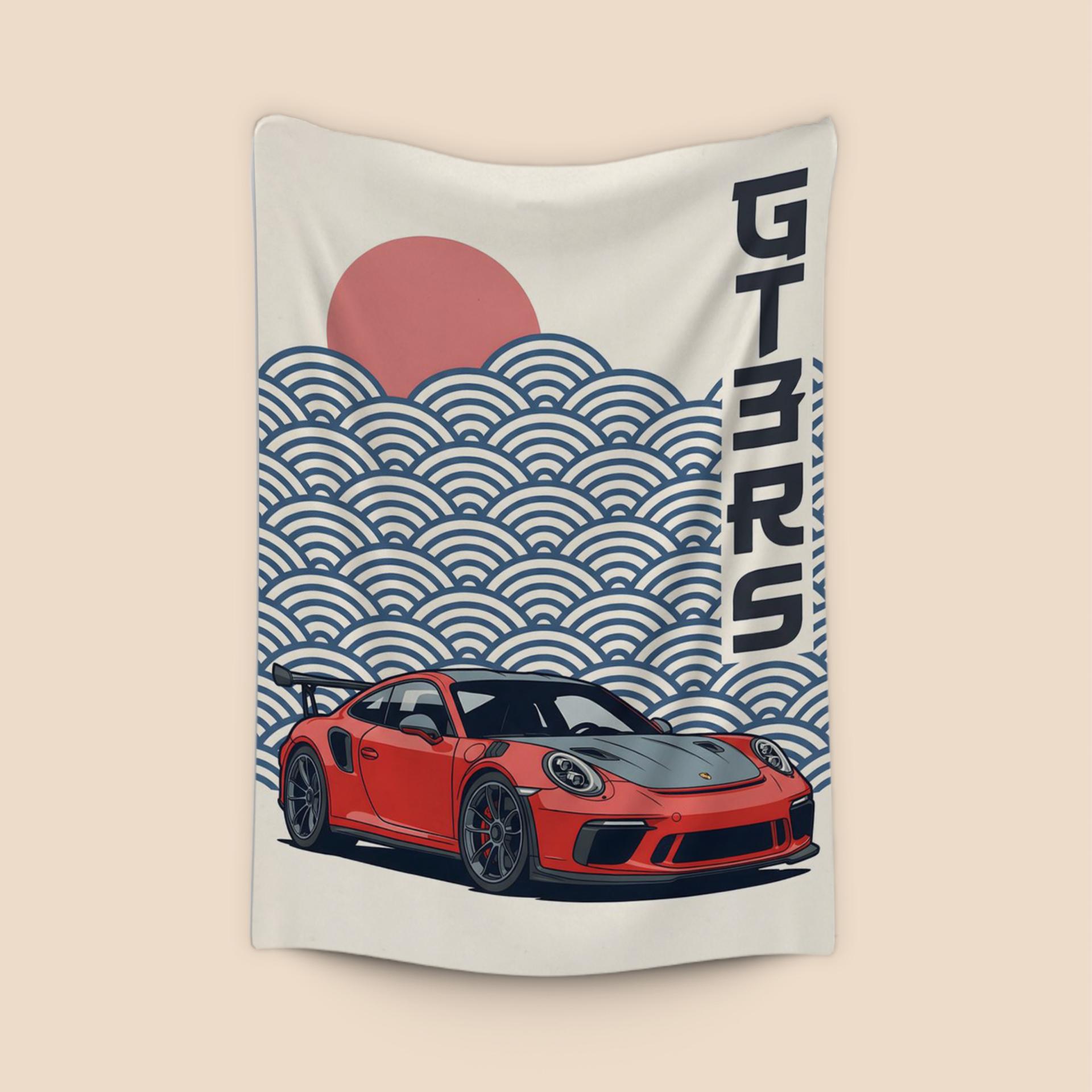 Porsche 911 GT3 RS Japanese Wave Fusion Art