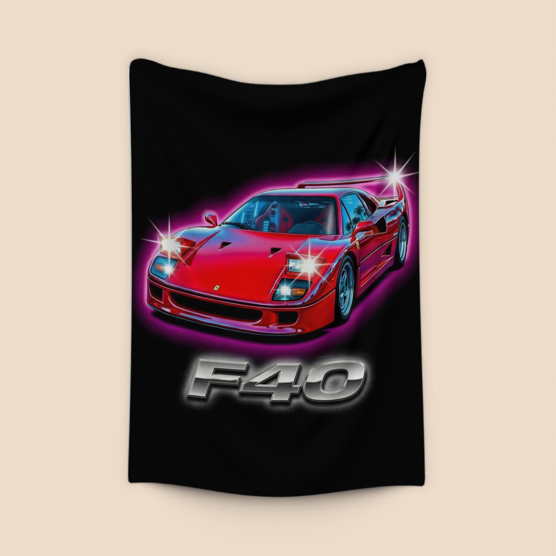 Ferrari F40 Neon Chrome Retro Graphic