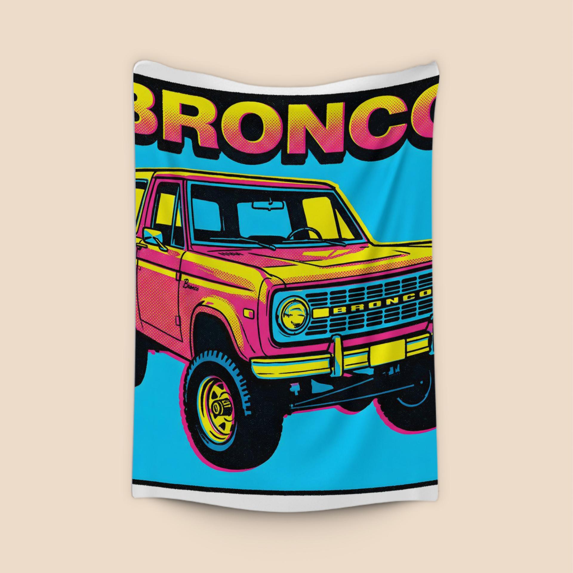 Vibrant Retro Pink Ford Bronco Illustration