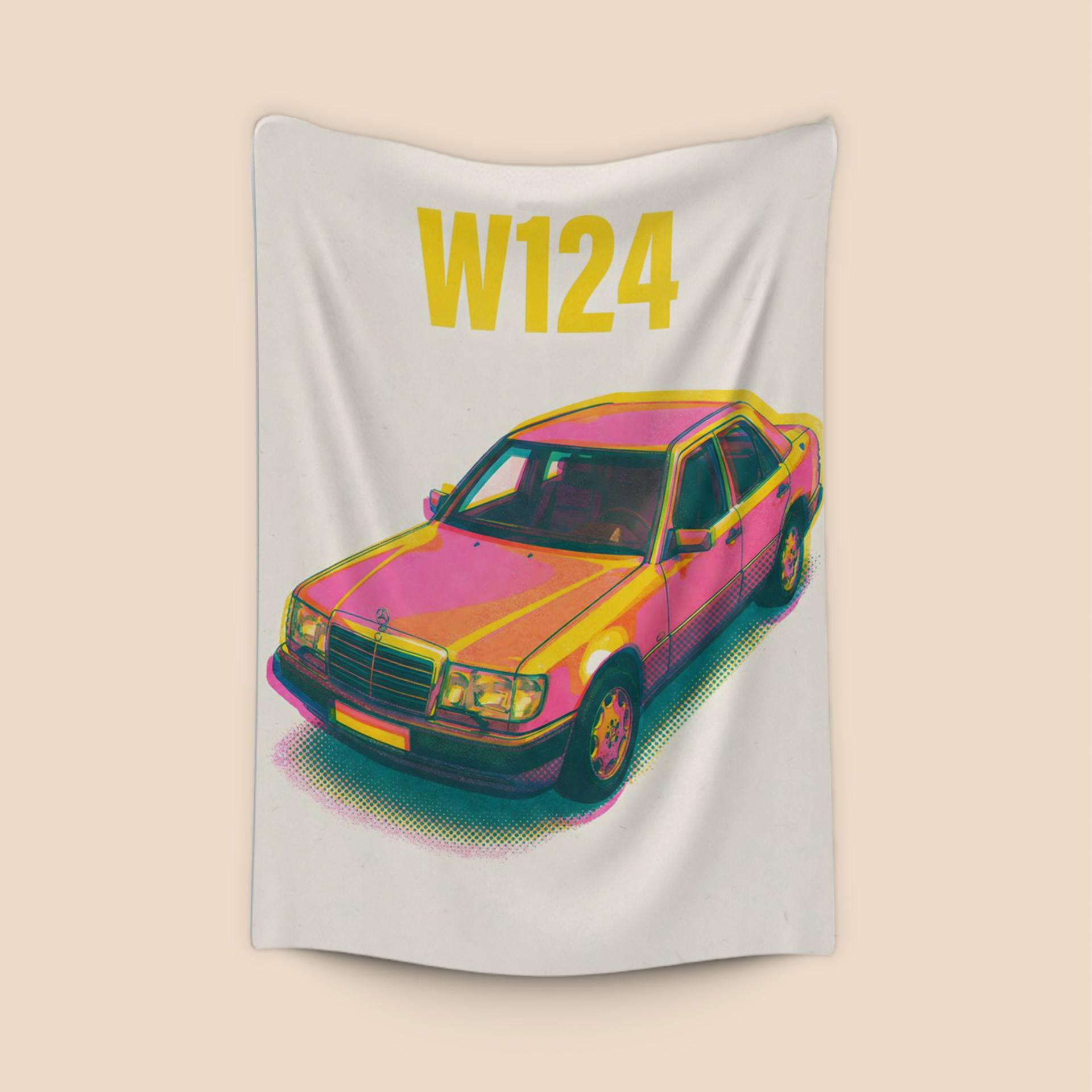 W124 Vibrant Retro: Pop Art Mercedes Illustration