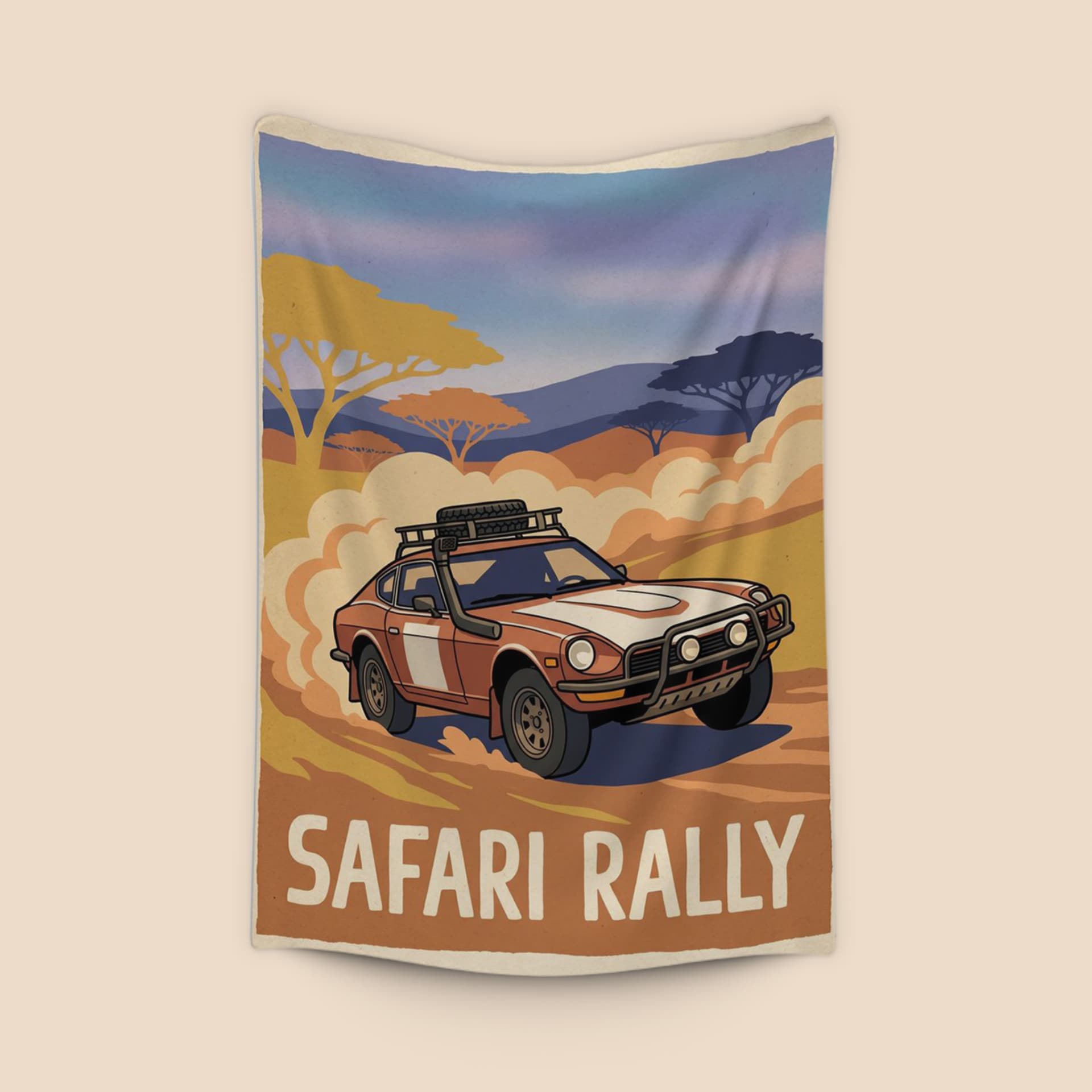 Datsun 240Z Safari Rally Savanna Travel Poster