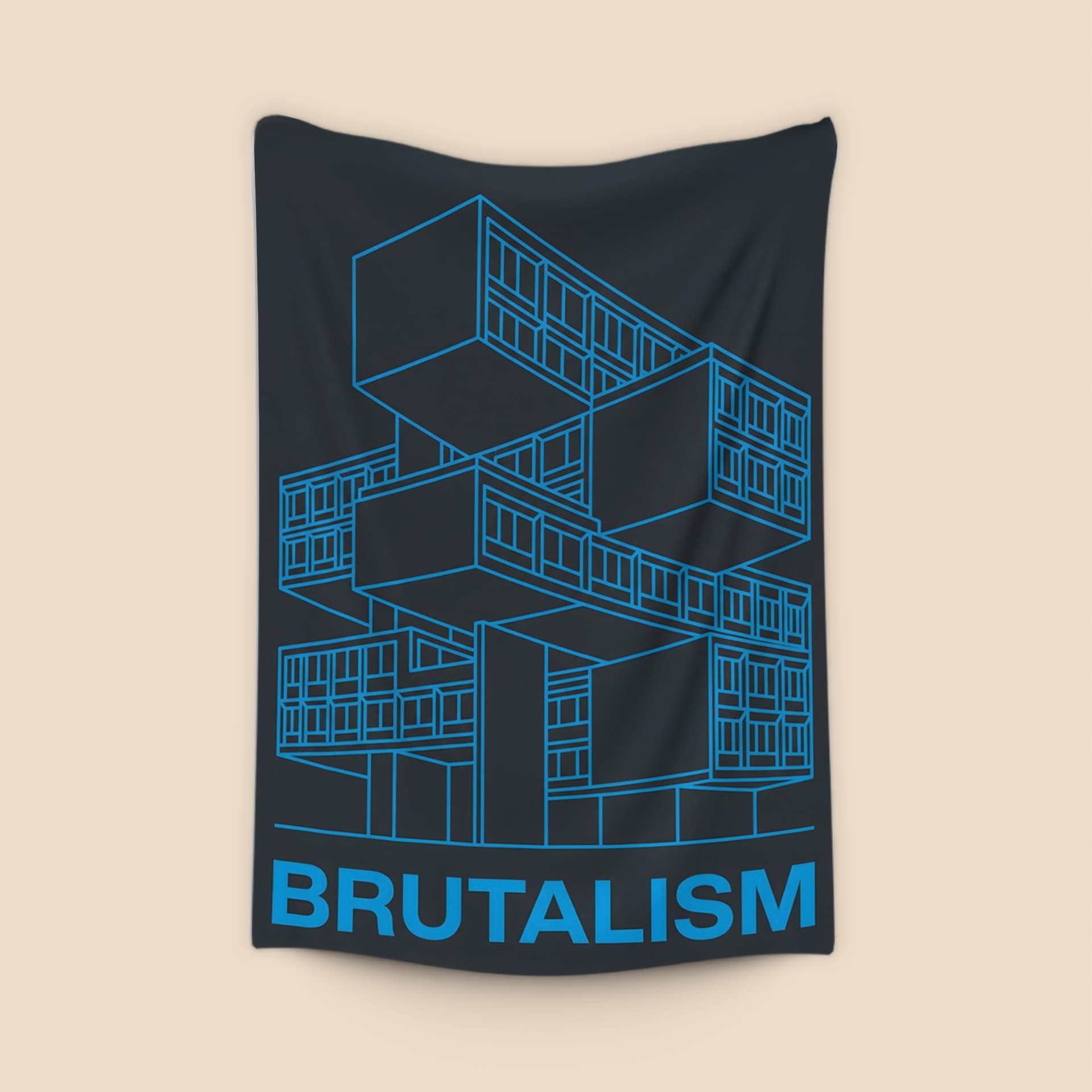 Brutalism: Cyan Modular Geometry