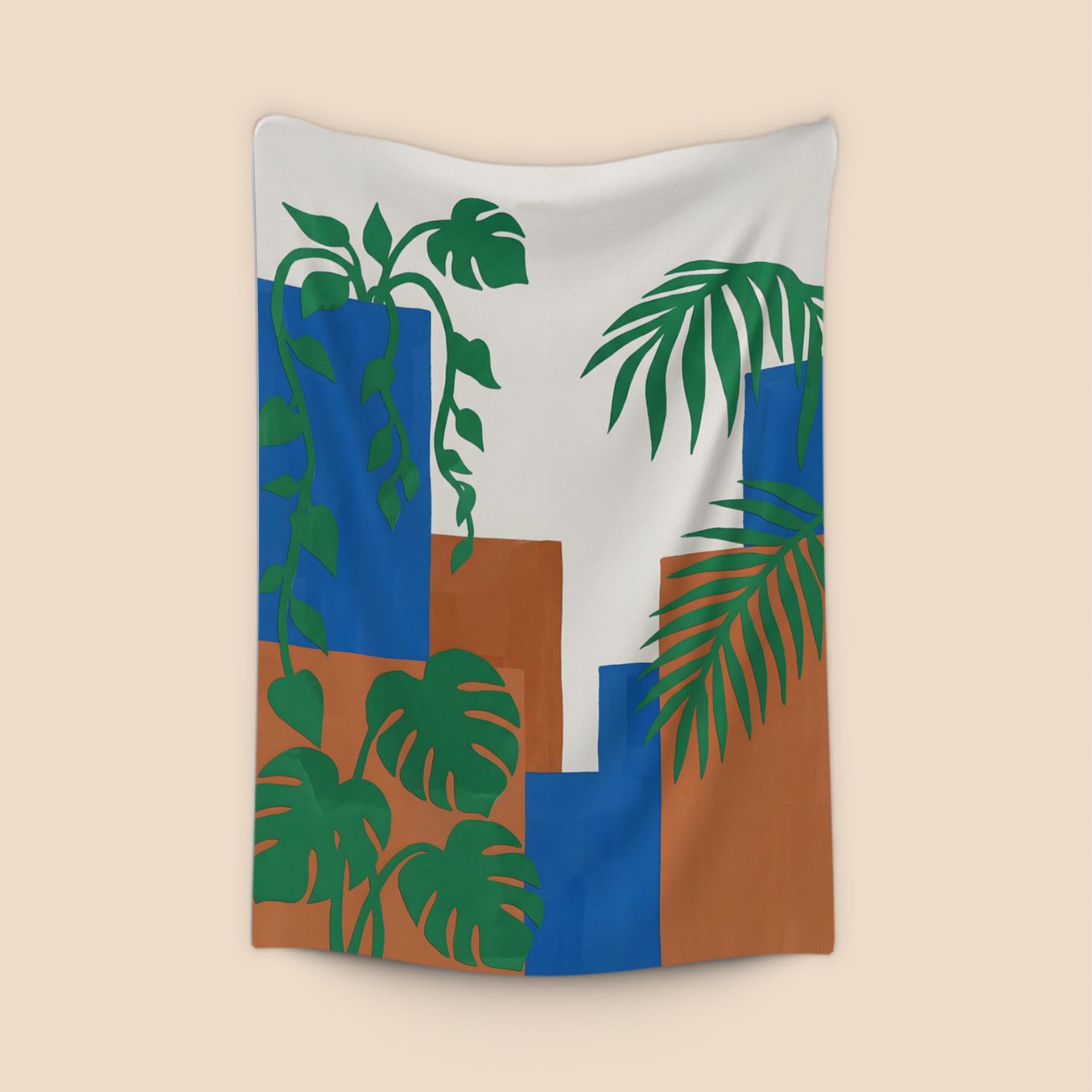 Geometric Tropics: Blue and Terracotta Study