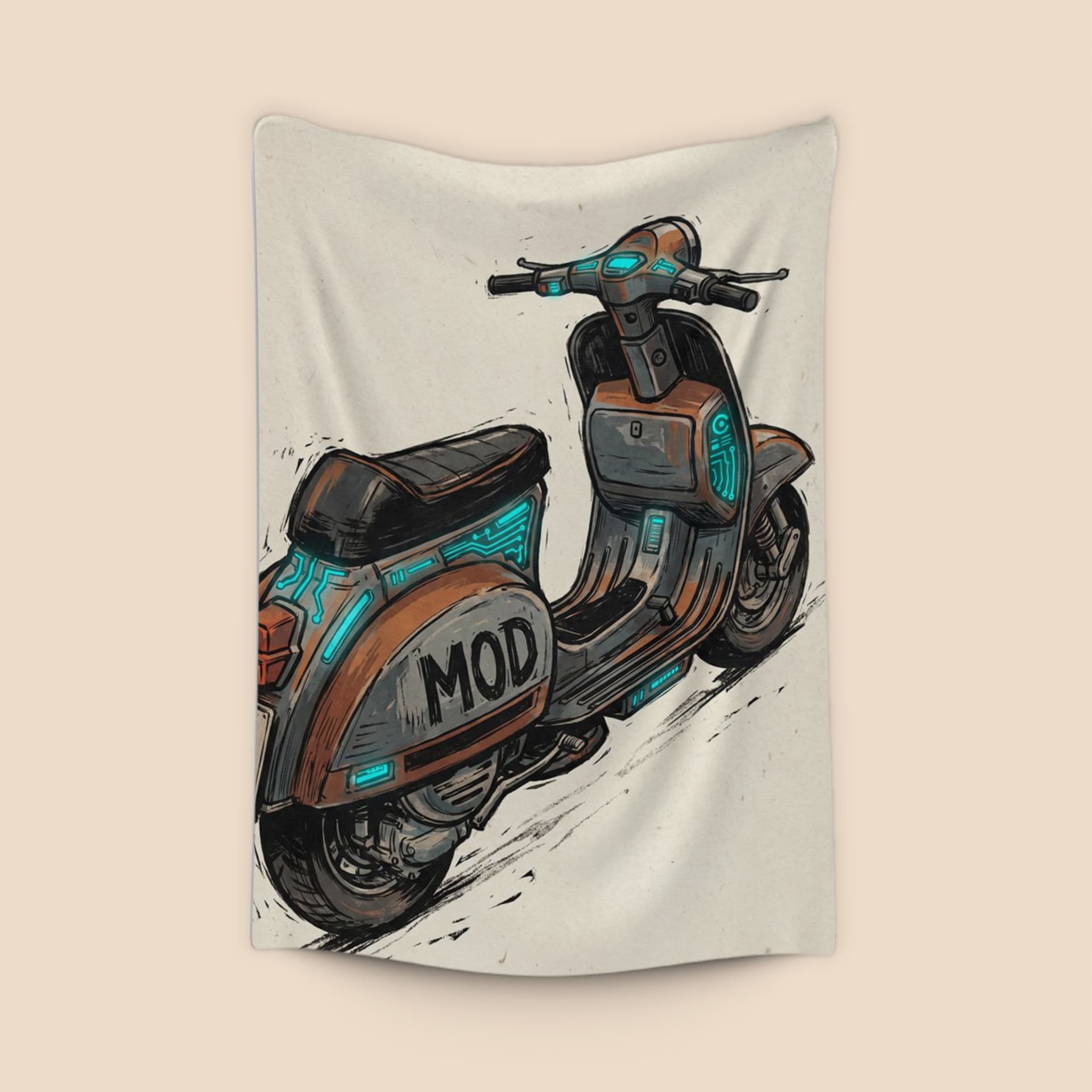 Cybernetic Mod Vespa Illustration