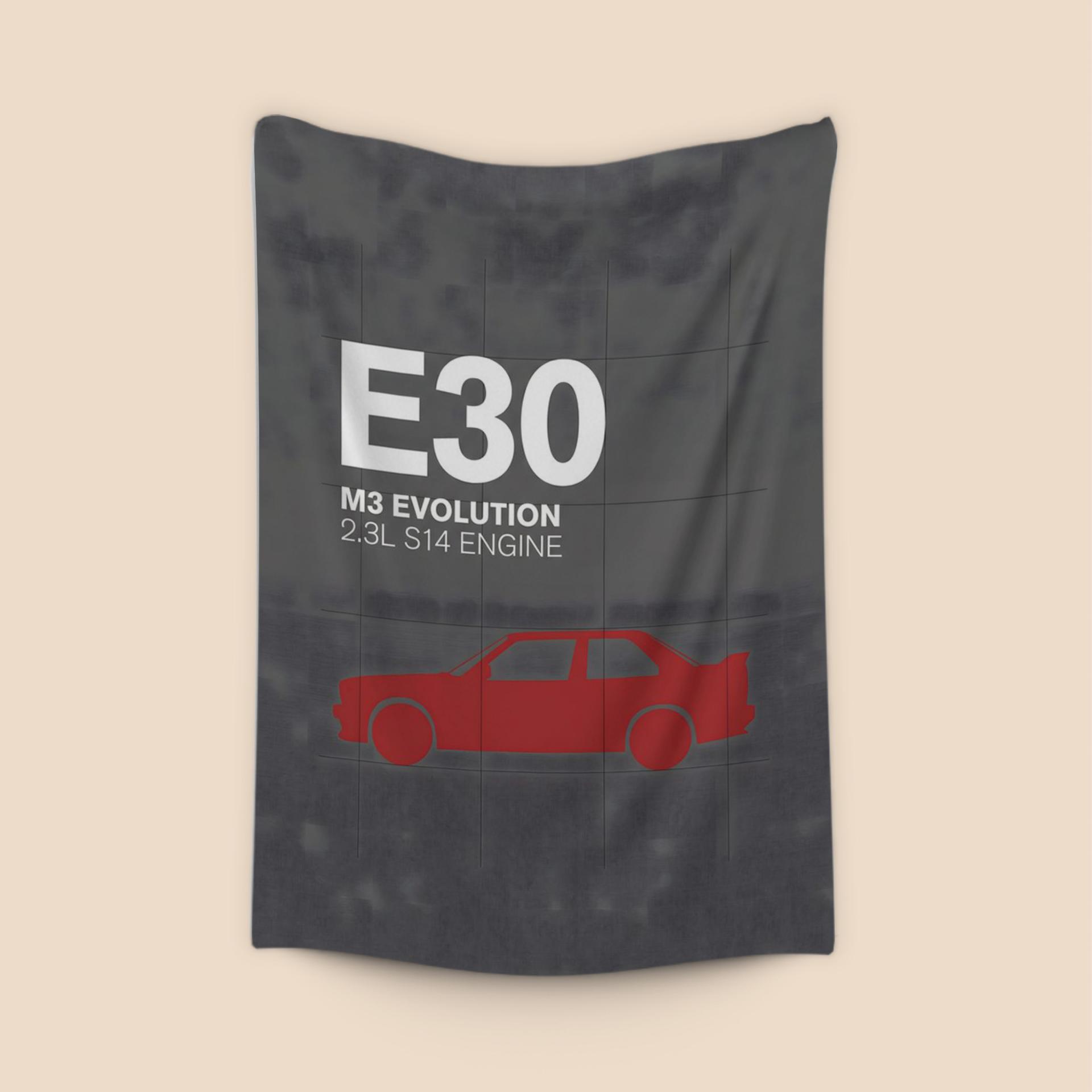 BMW E30 M3 Evolution Red Silhouette Graphic