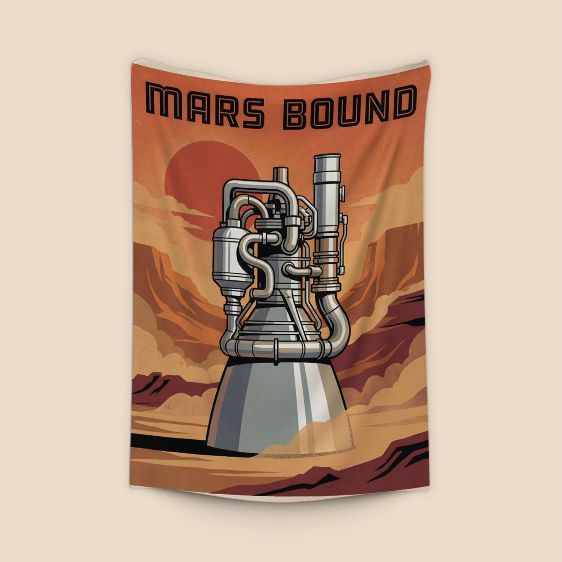 Mars Bound Retro SpaceX Raptor Engine Poster