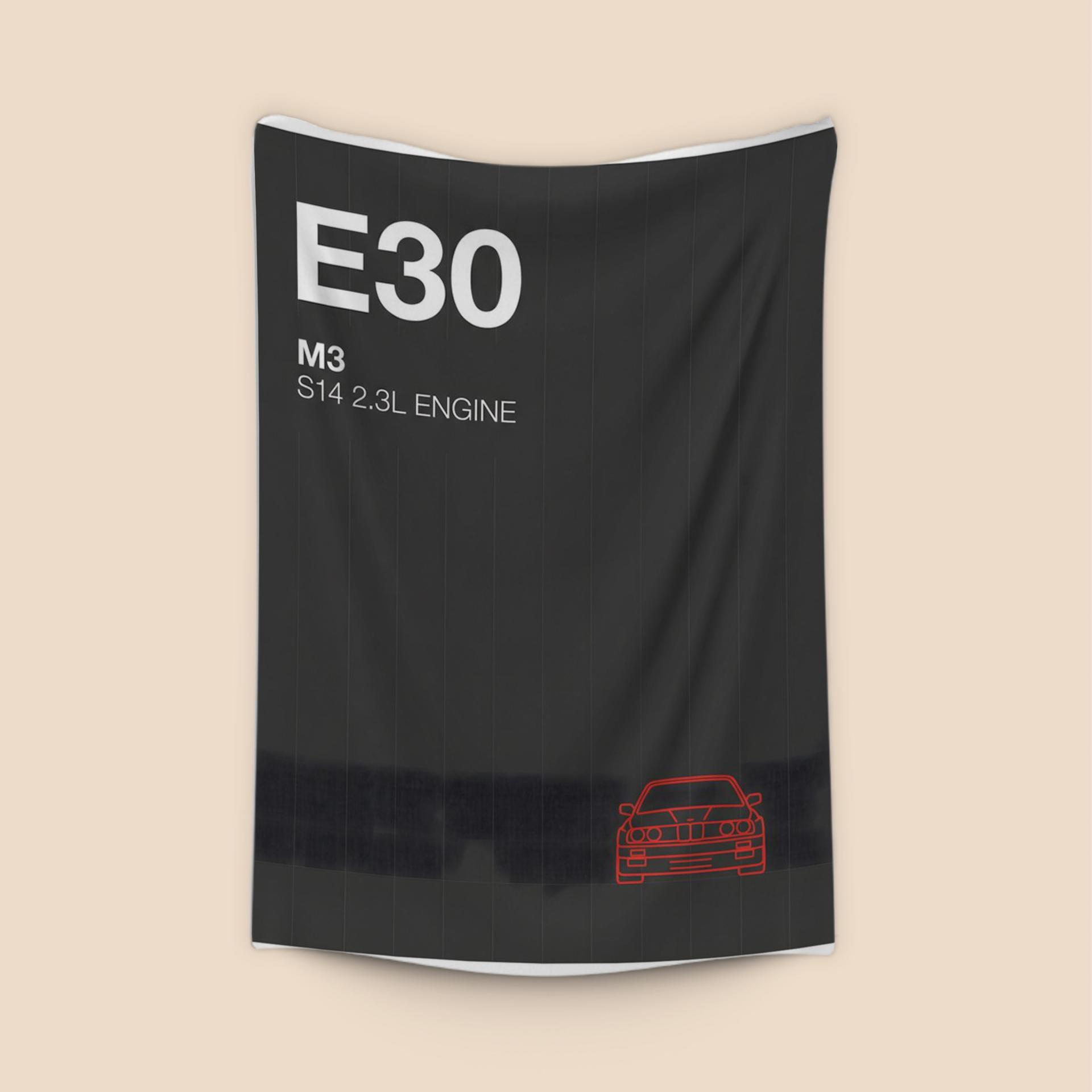 BMW E30 M3 S14 Typographic Poster