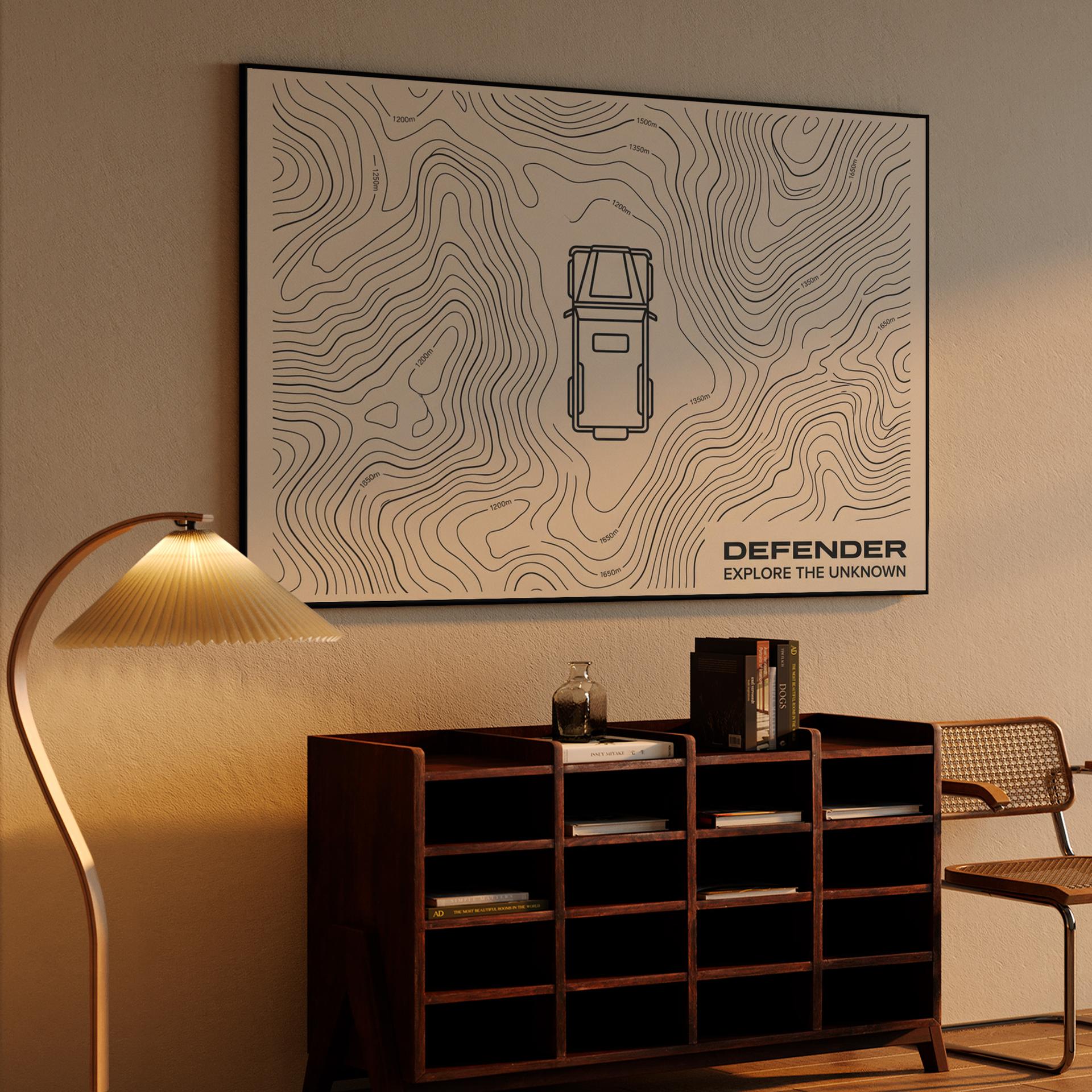 Defender Topographic Adventure Line Art