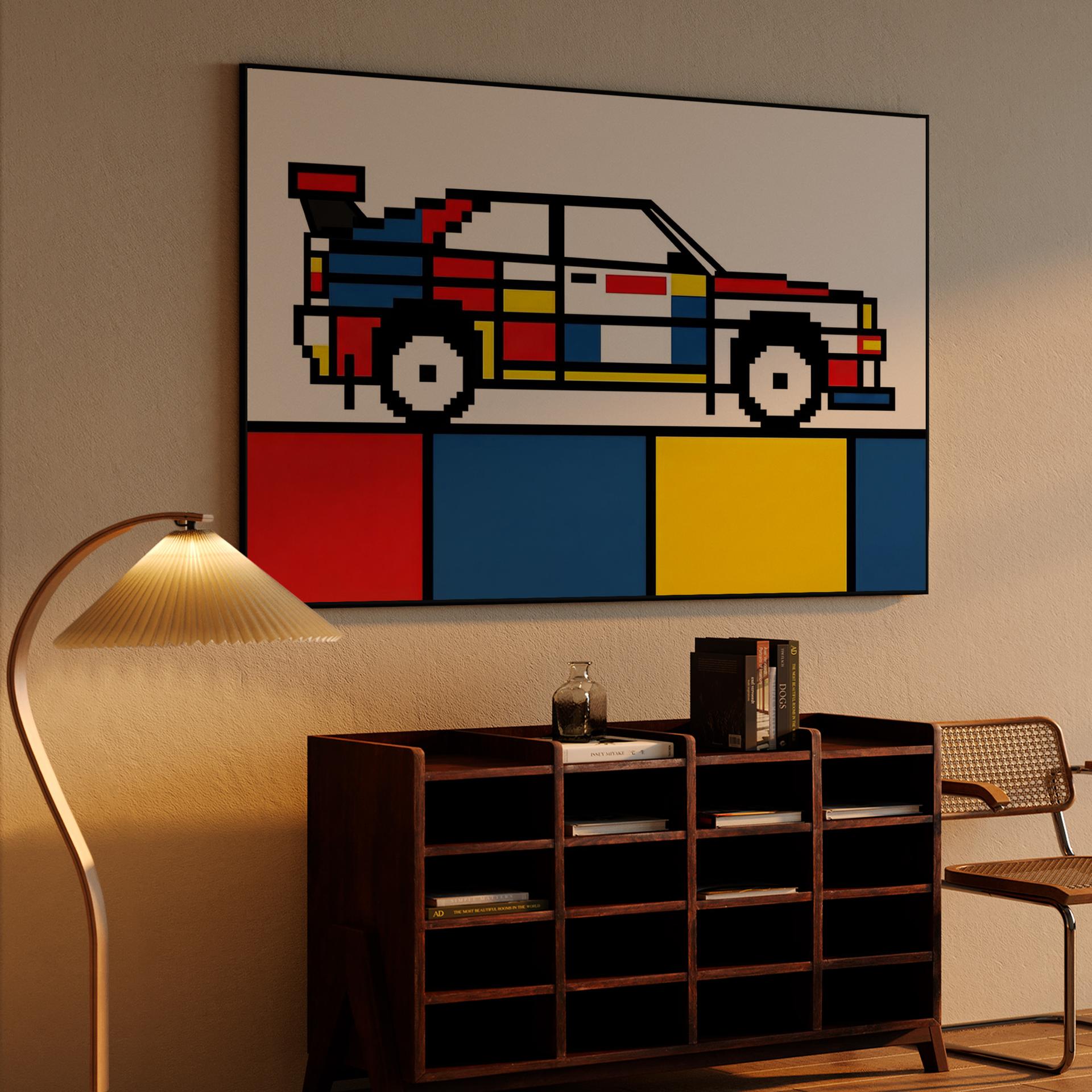 Audi Quattro S1: 8-Bit De Stijl Composition