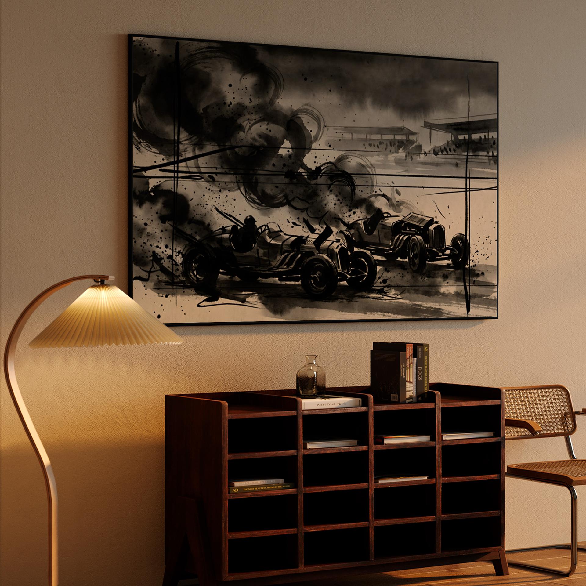 1955 Le Mans Ink Wash Disaster Illustration