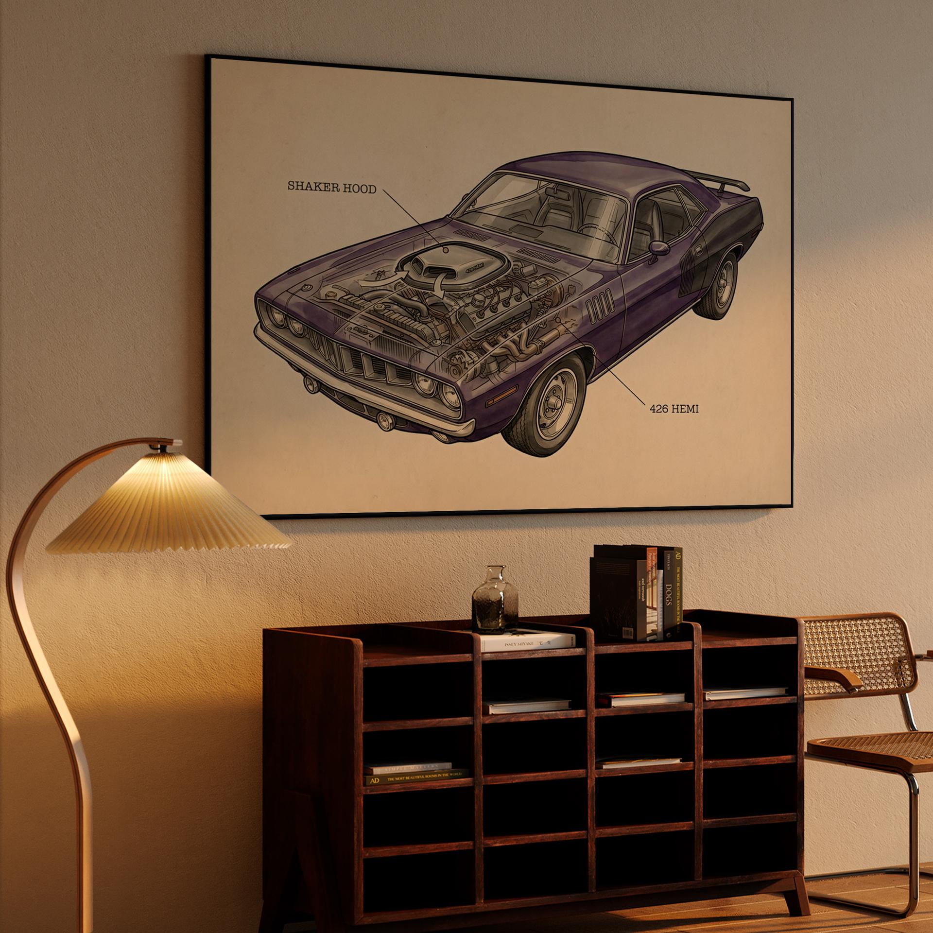 Hemi 'Cuda Anatomy: Technical Cutaway Illustration