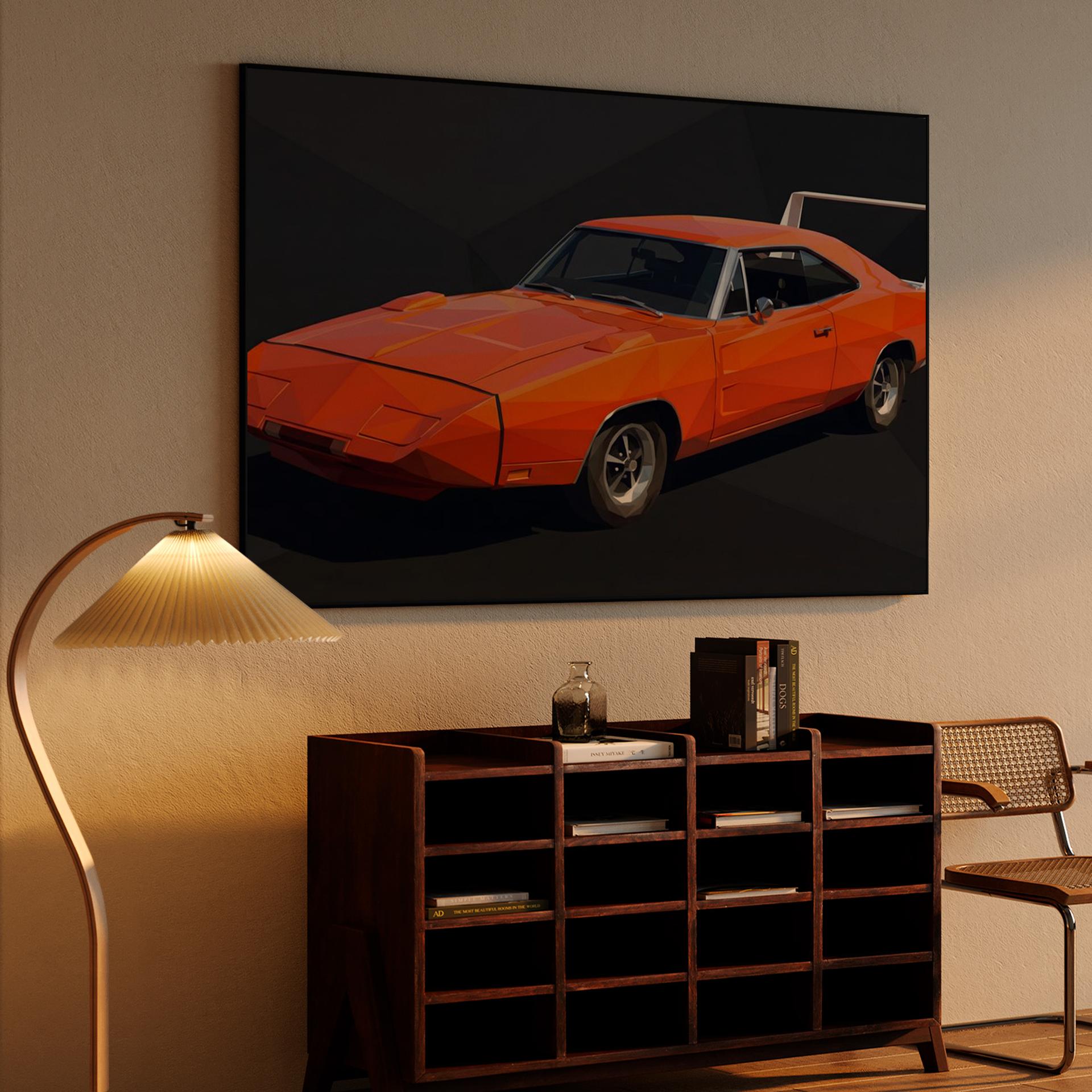 Orange Charger Daytona Low Poly Digital Art