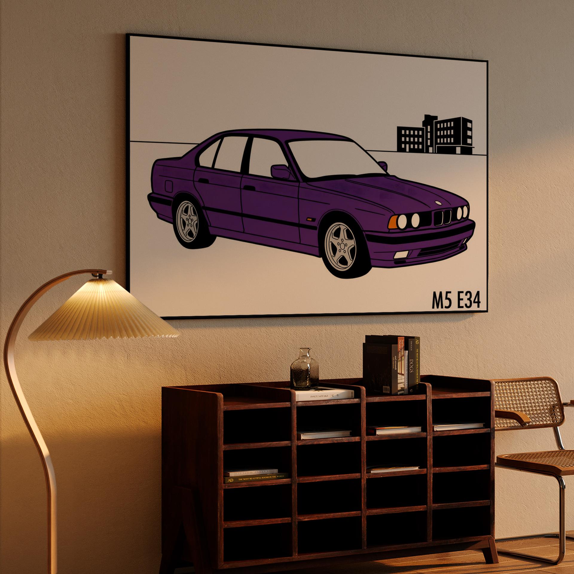 BMW E34 M5 Minimalist Purple Sedan