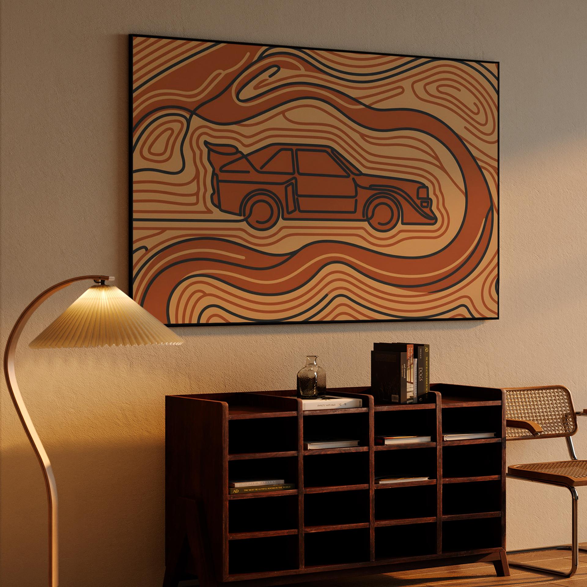 Audi Quattro S1: Topographic Line Art
