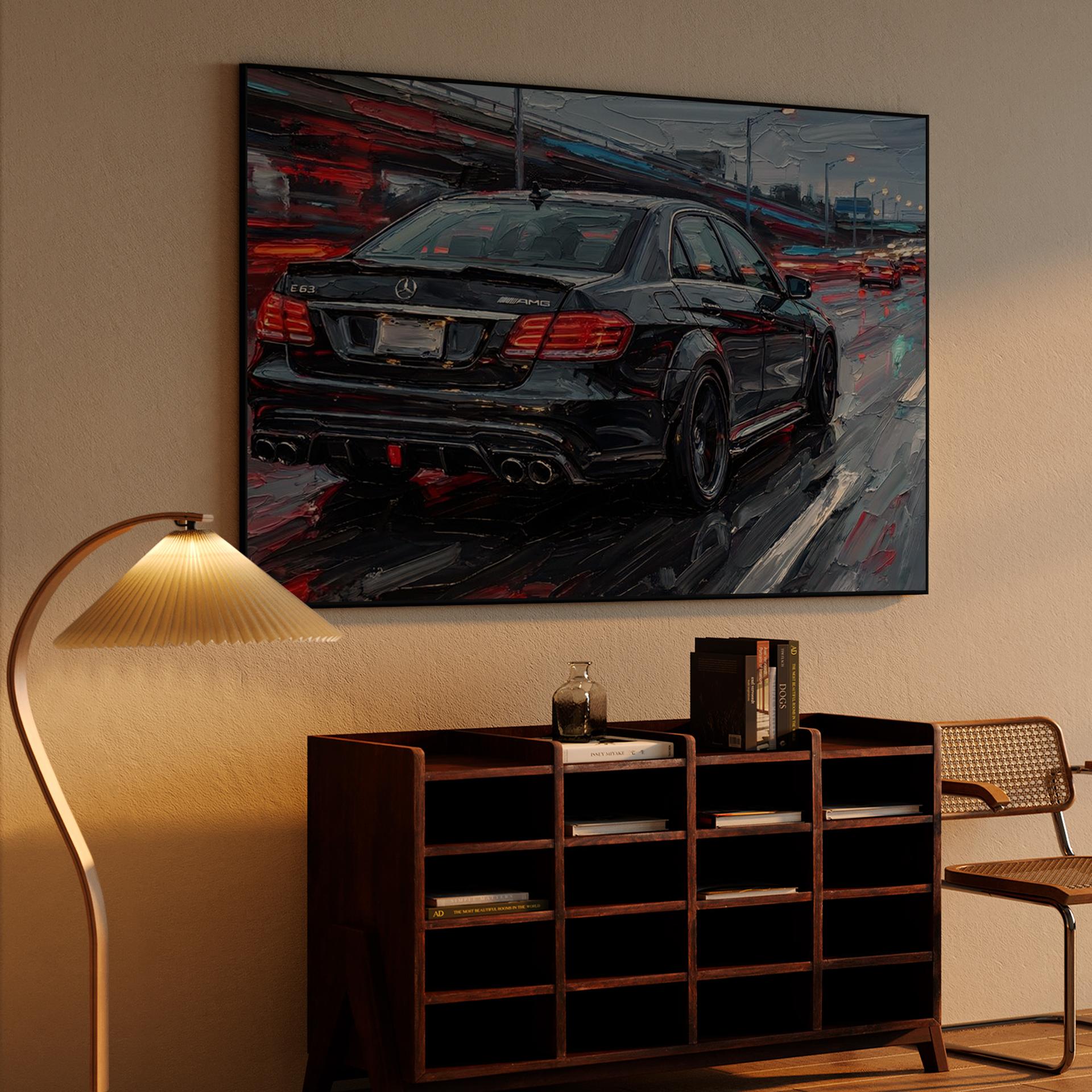 Mercedes E63 AMG Rainy Highway Impasto