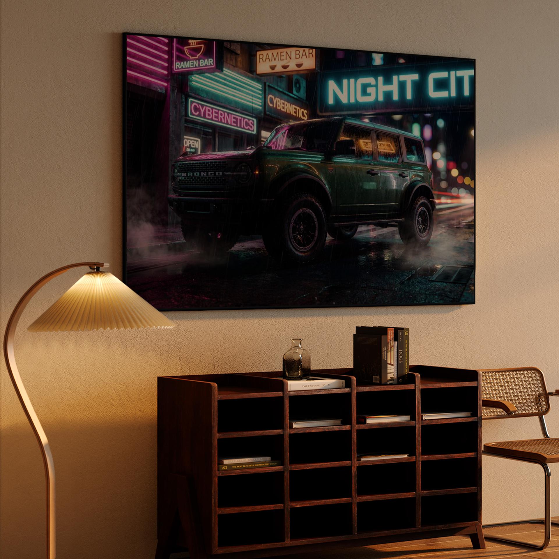 Neon Outlaw: Ford Bronco Cyberpunk Night