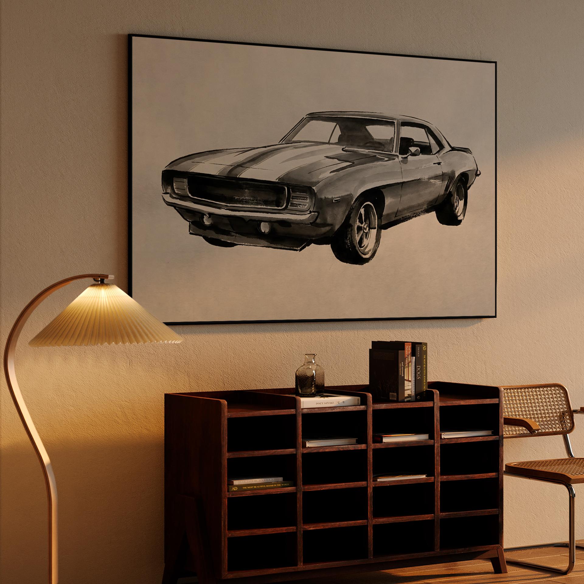 Ink & Iron: 1969 Camaro SS Monochrome Sketch