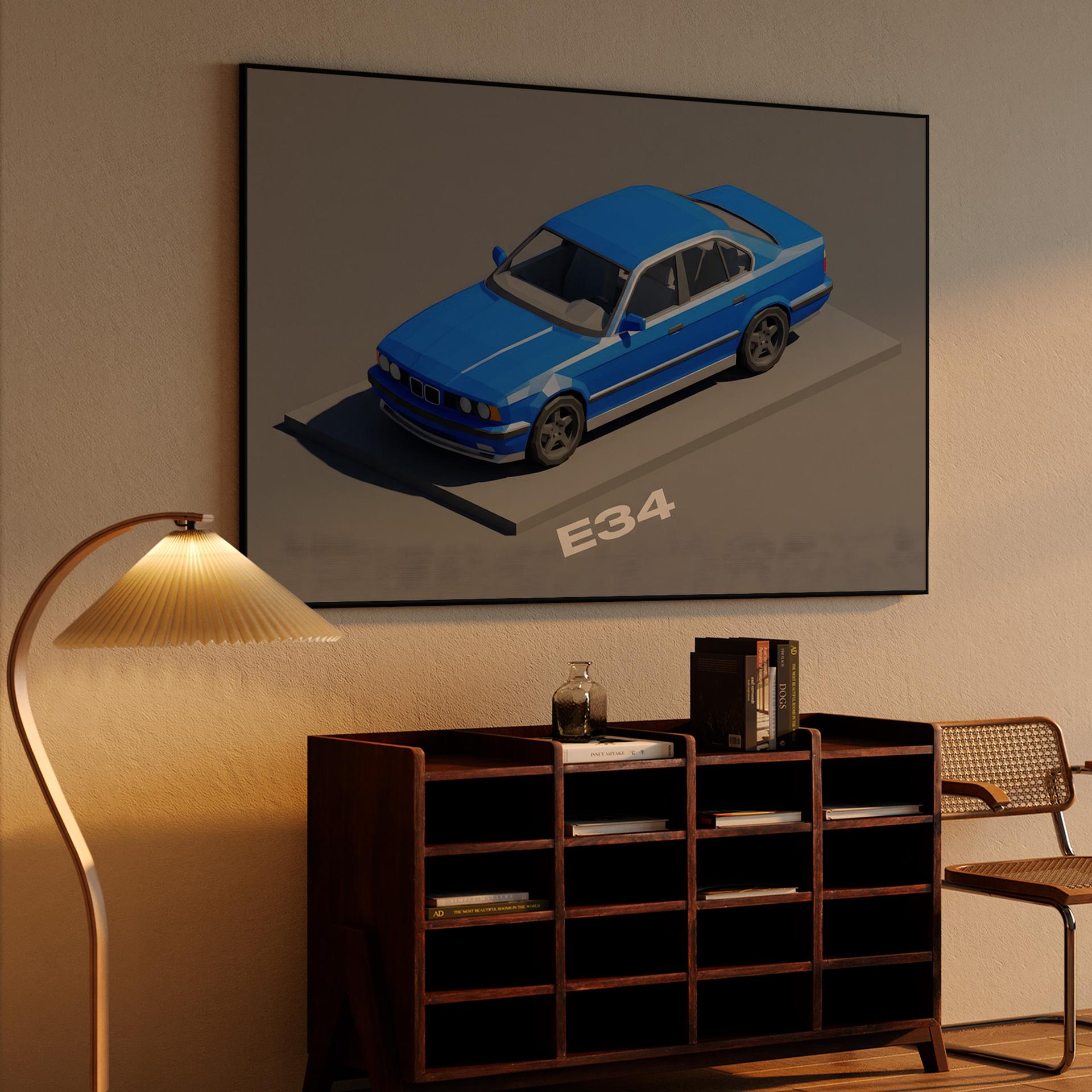 Blue E34: Low Poly Isometric Render