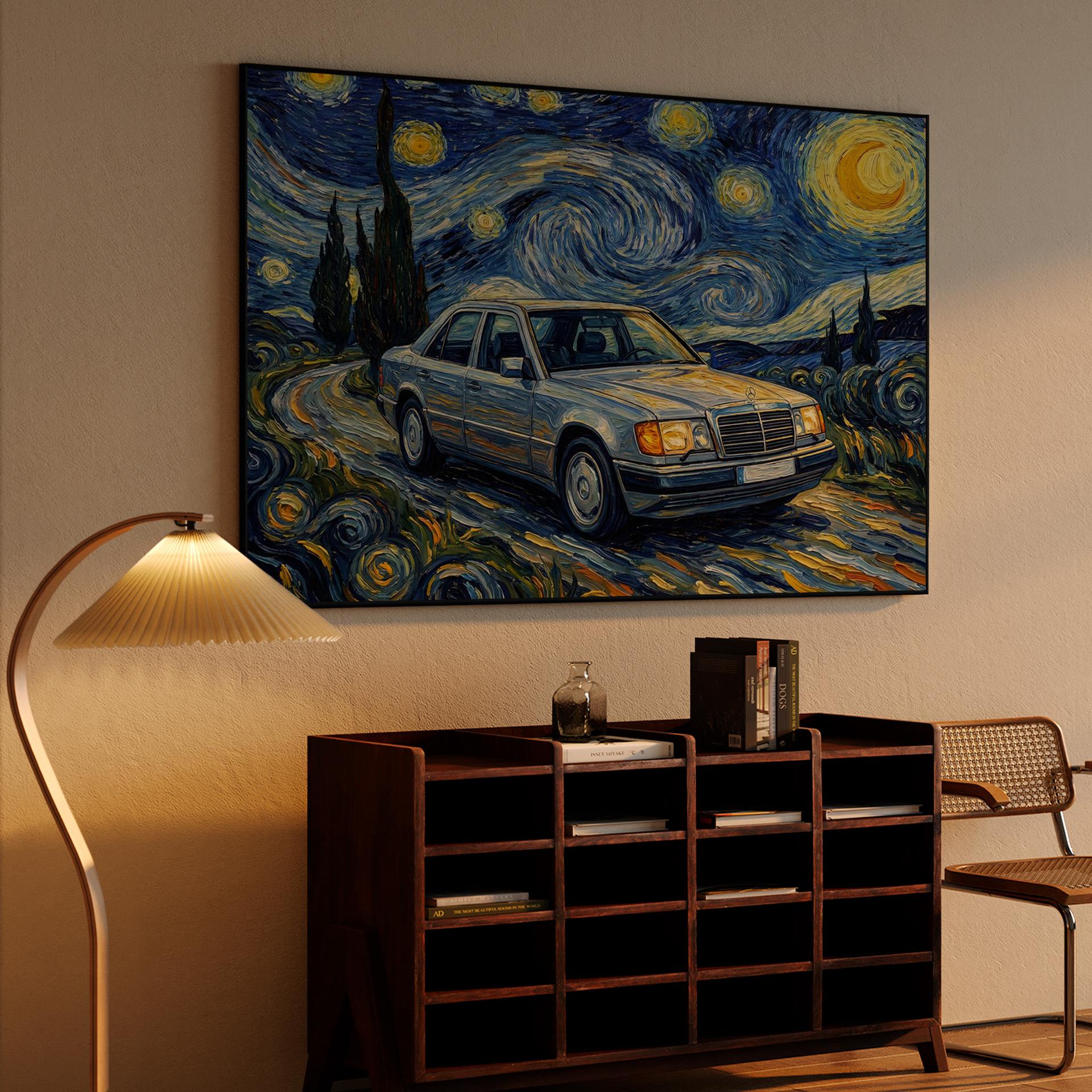 Starry Night Drive: Mercedes W124 Van Gogh Edition