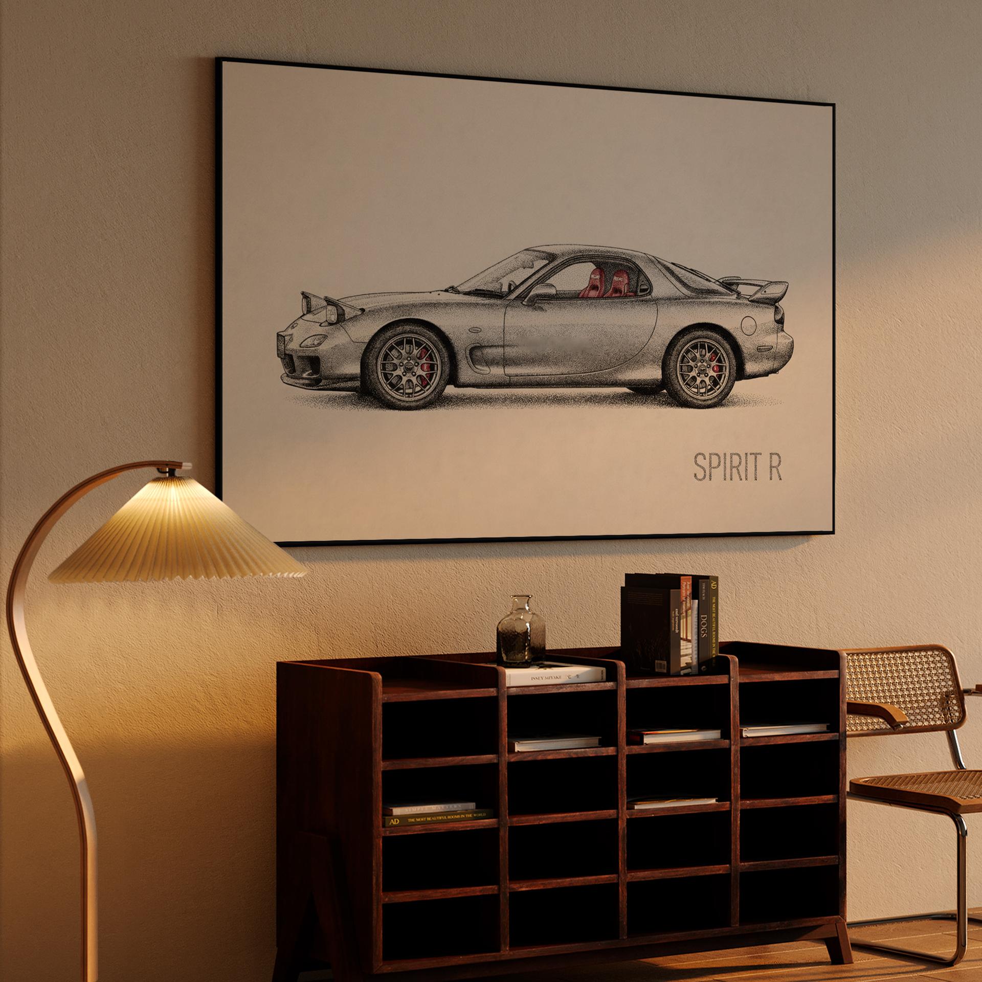 Mazda RX-7 Spirit R Stippling Illustration