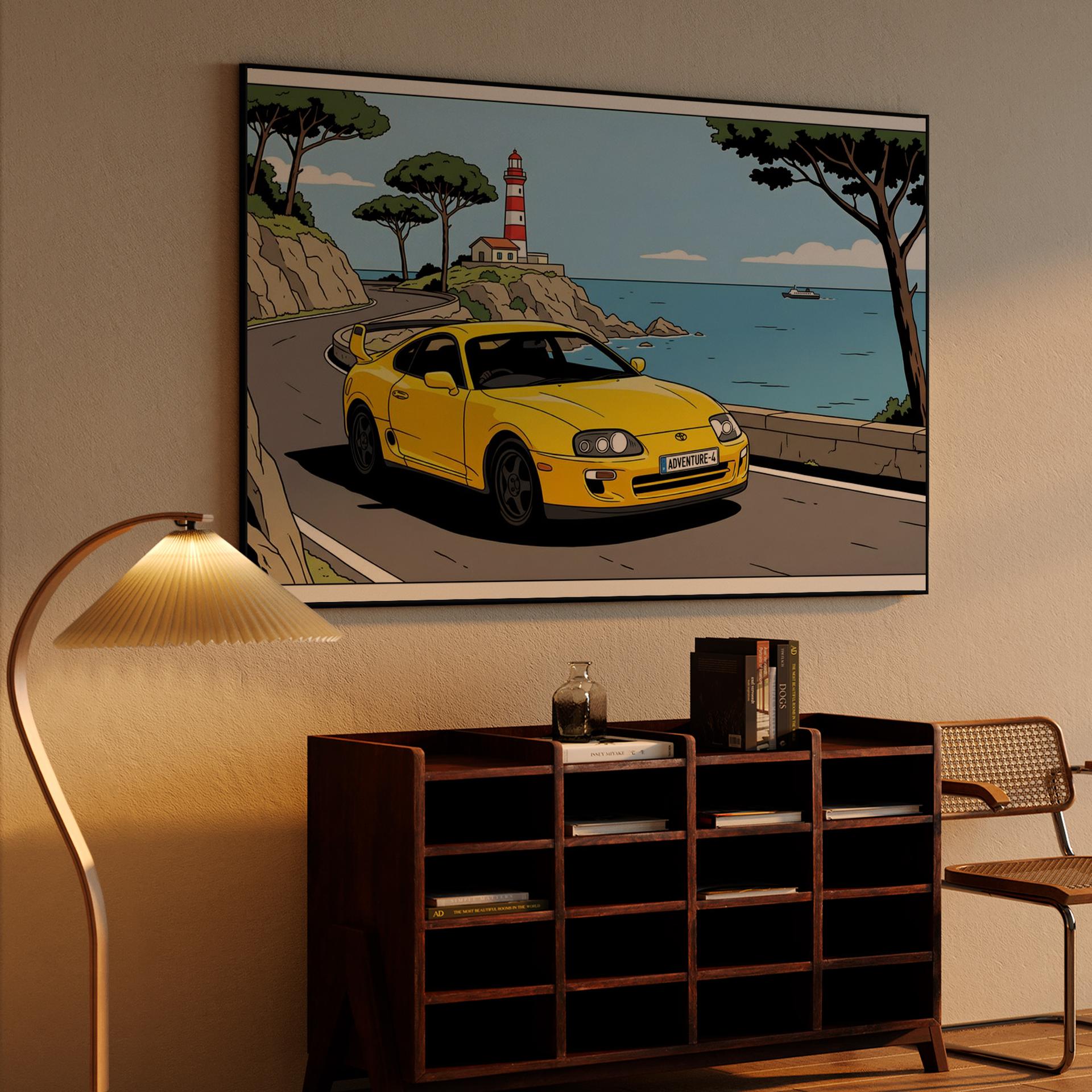 Coastal Adventure: Yellow Supra A80