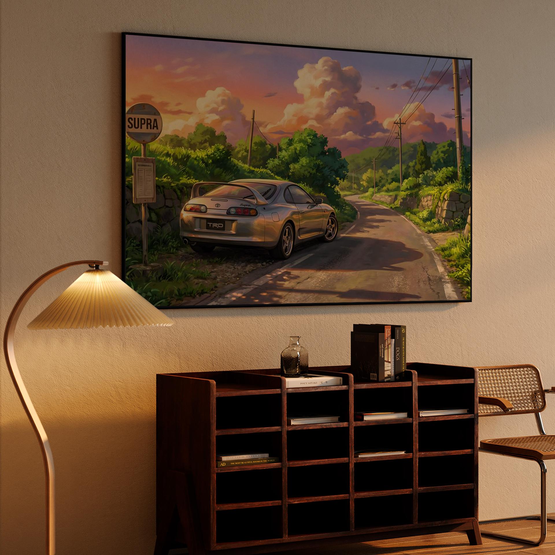 Sunset Serenity: Supra at the Country Bus Stop