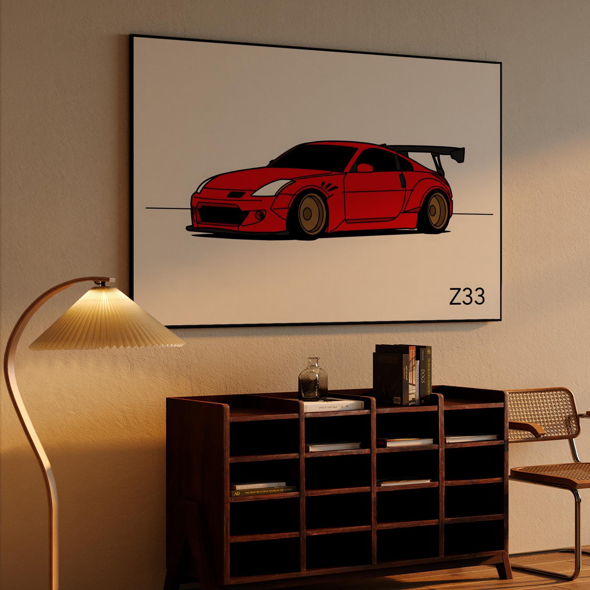 Red Z33: Minimalist Widebody Illustration