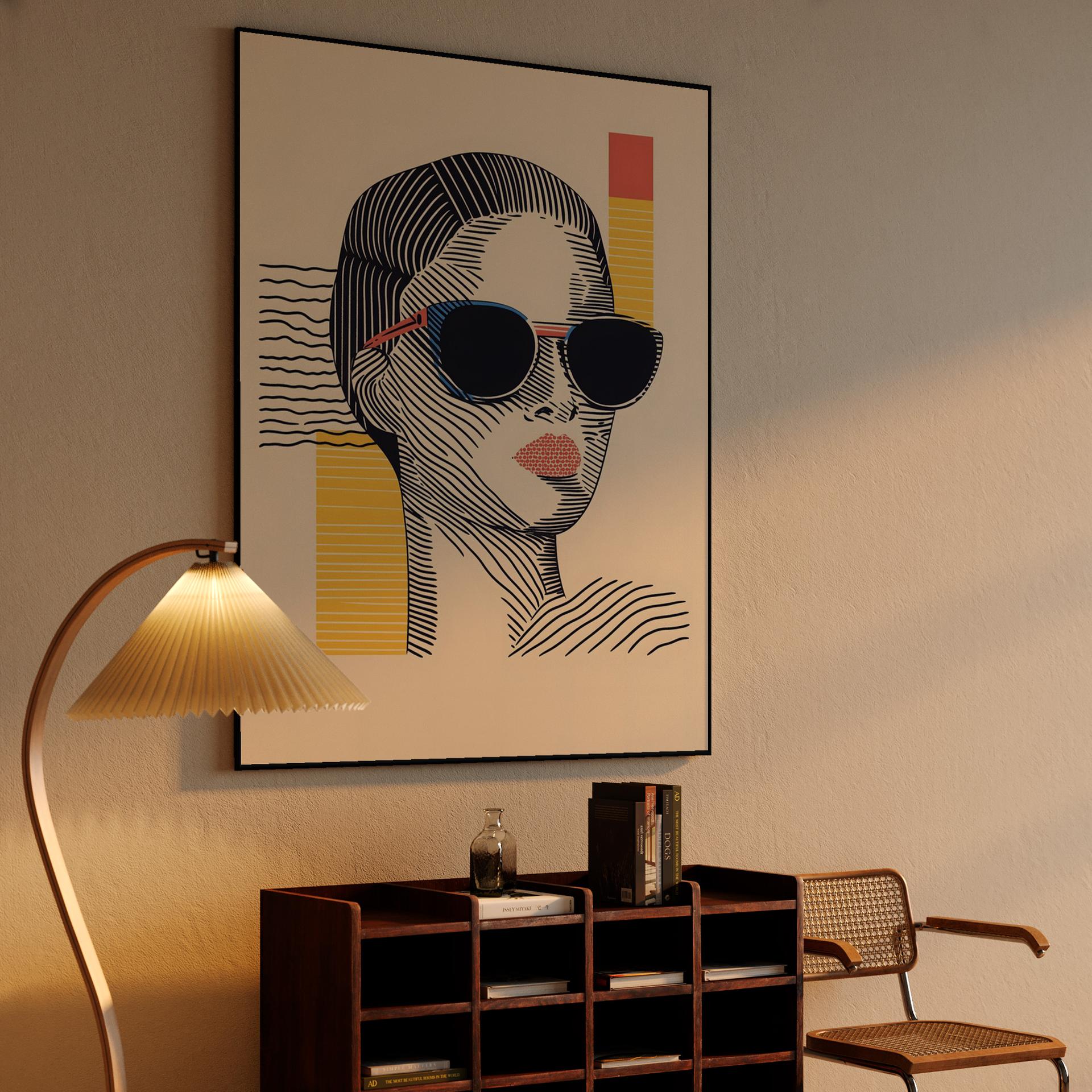 Geometric Woodcut Fashion Portrait