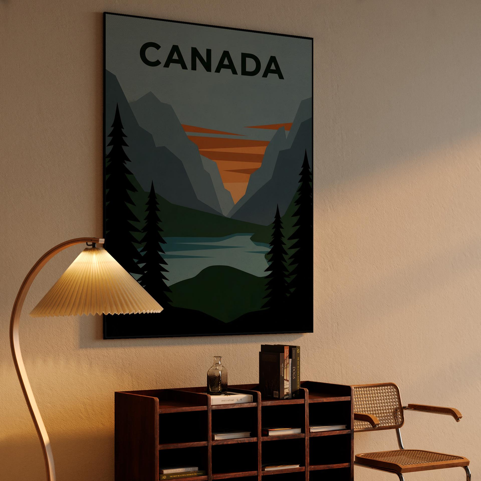 Canadian Mountain Sunset Travel Poster