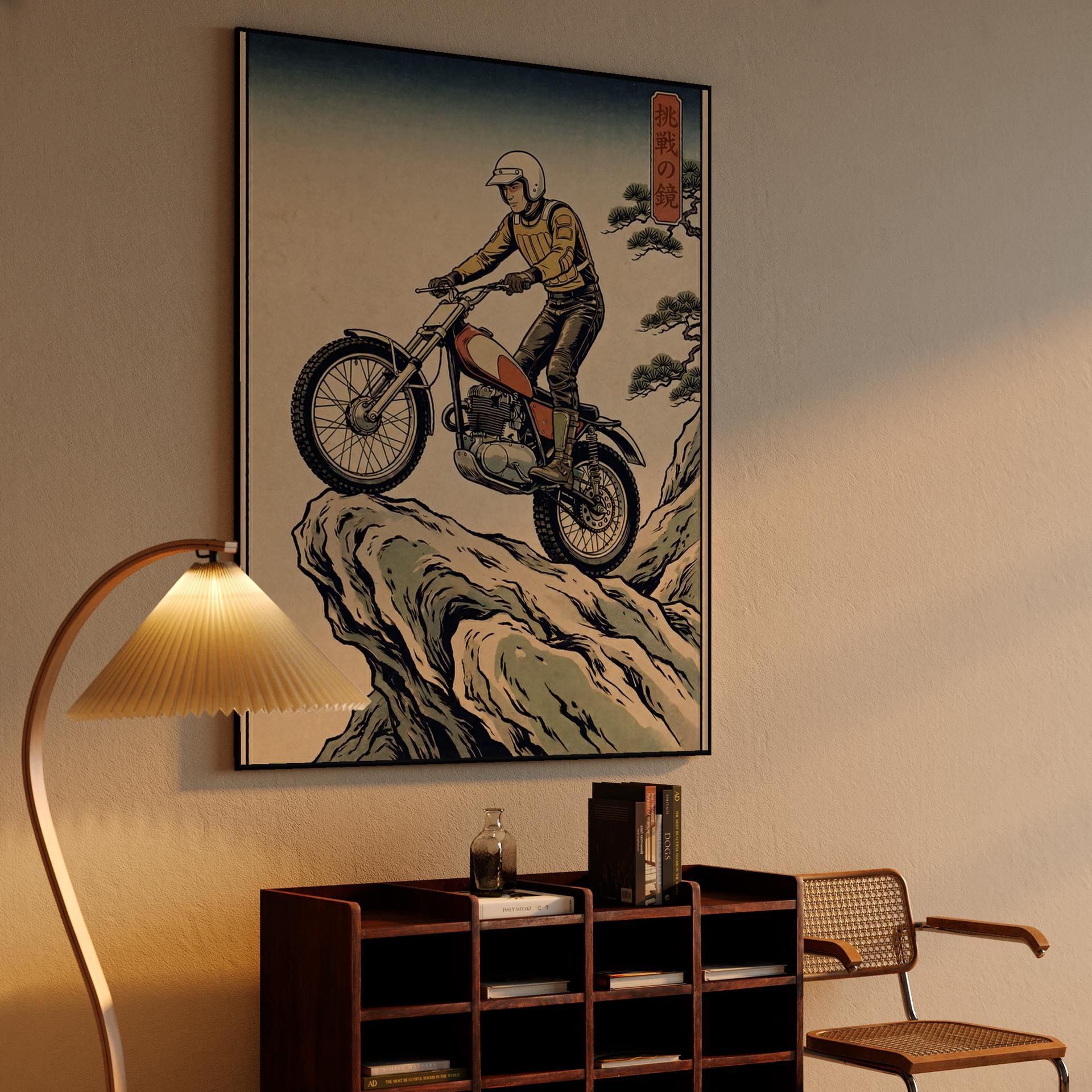 Zen of the Trail: Ukiyo-e Trials Motorcycle Illustration
