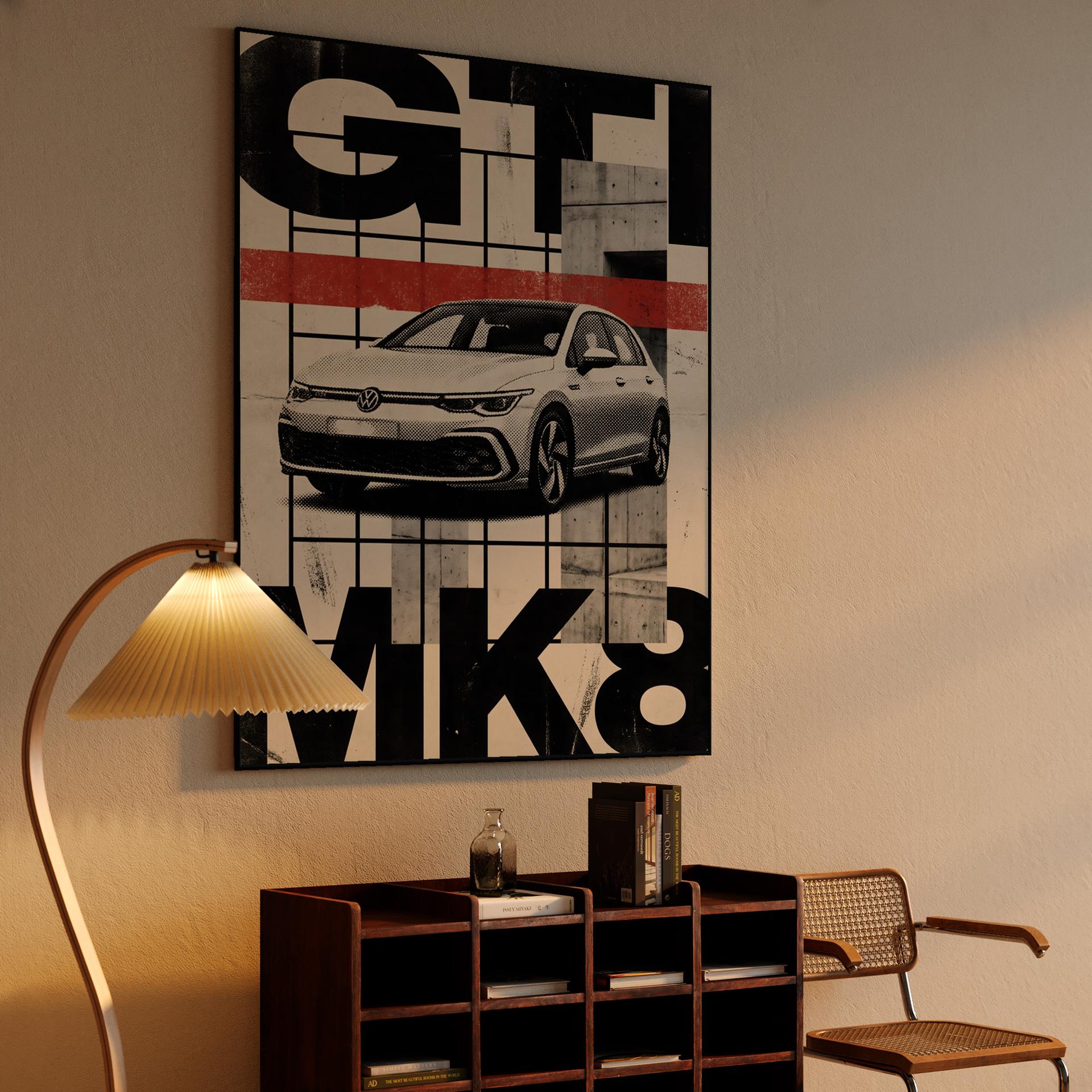 VW Golf GTI Mk8 Industrial Graphic Poster