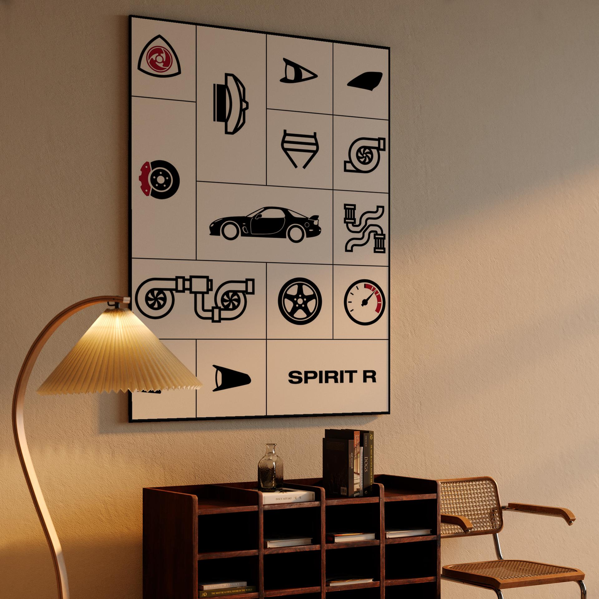 Spirit R: Technical Grid Illustration