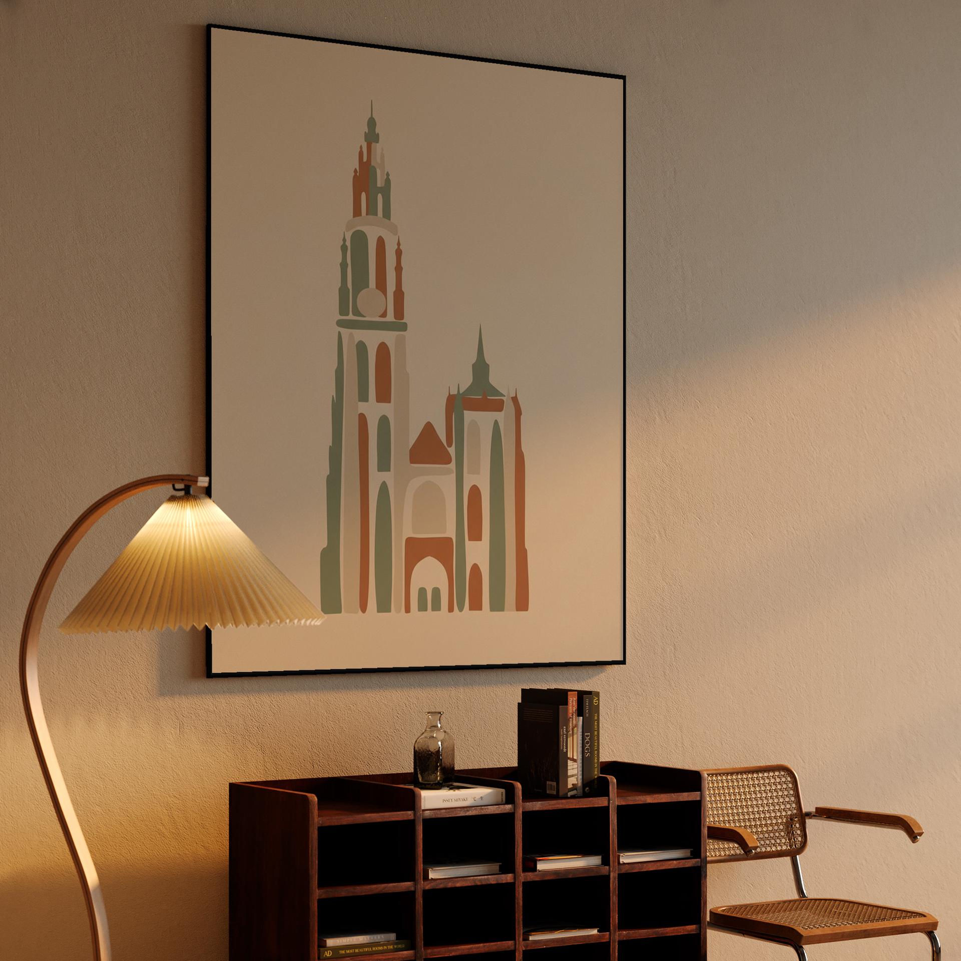 Antwerp Cathedral Earth Tones Minimalist