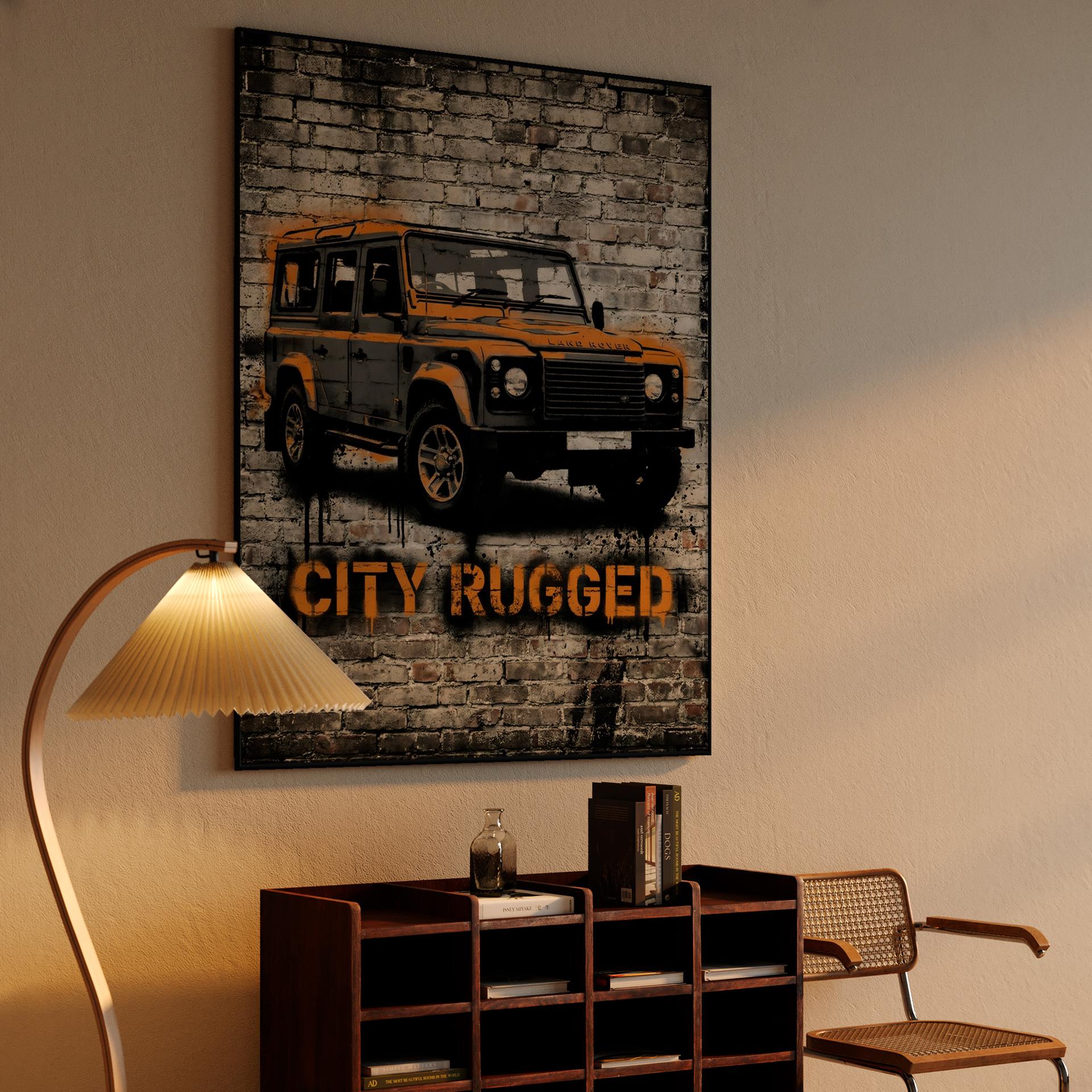 City Rugged Land Rover Defender Street Art