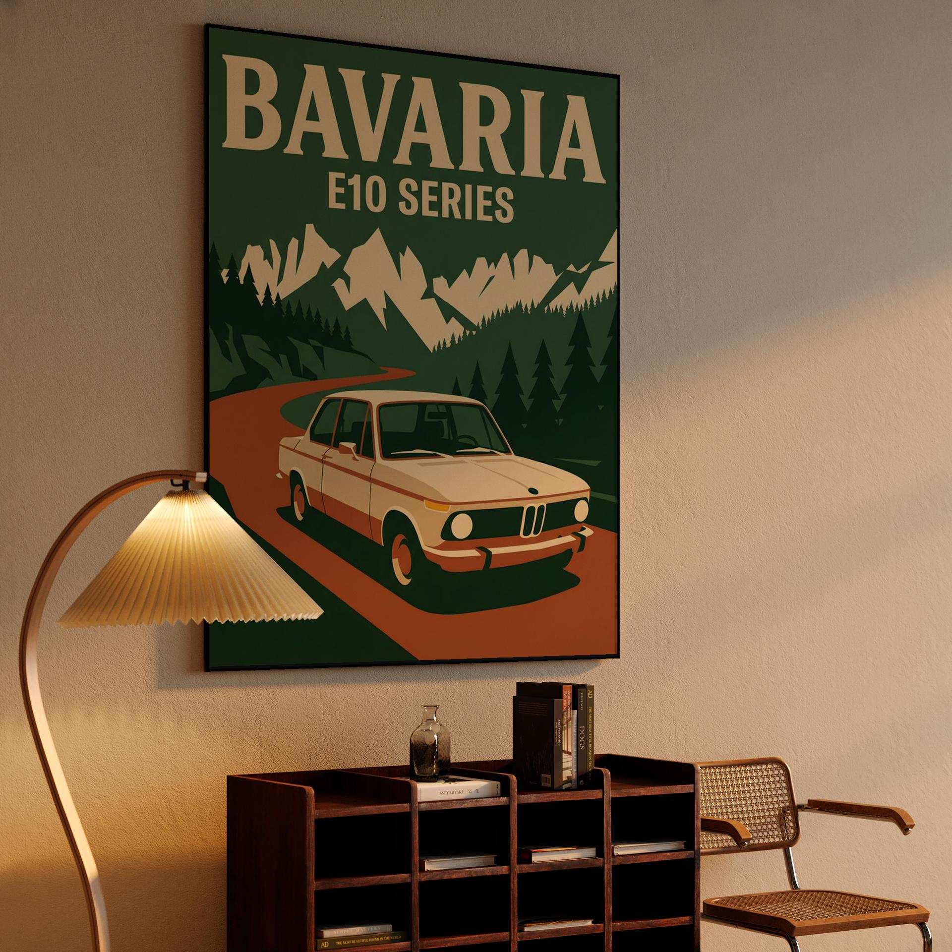 Bavaria E10 Series: Classic BMW 2002 Travel Poster