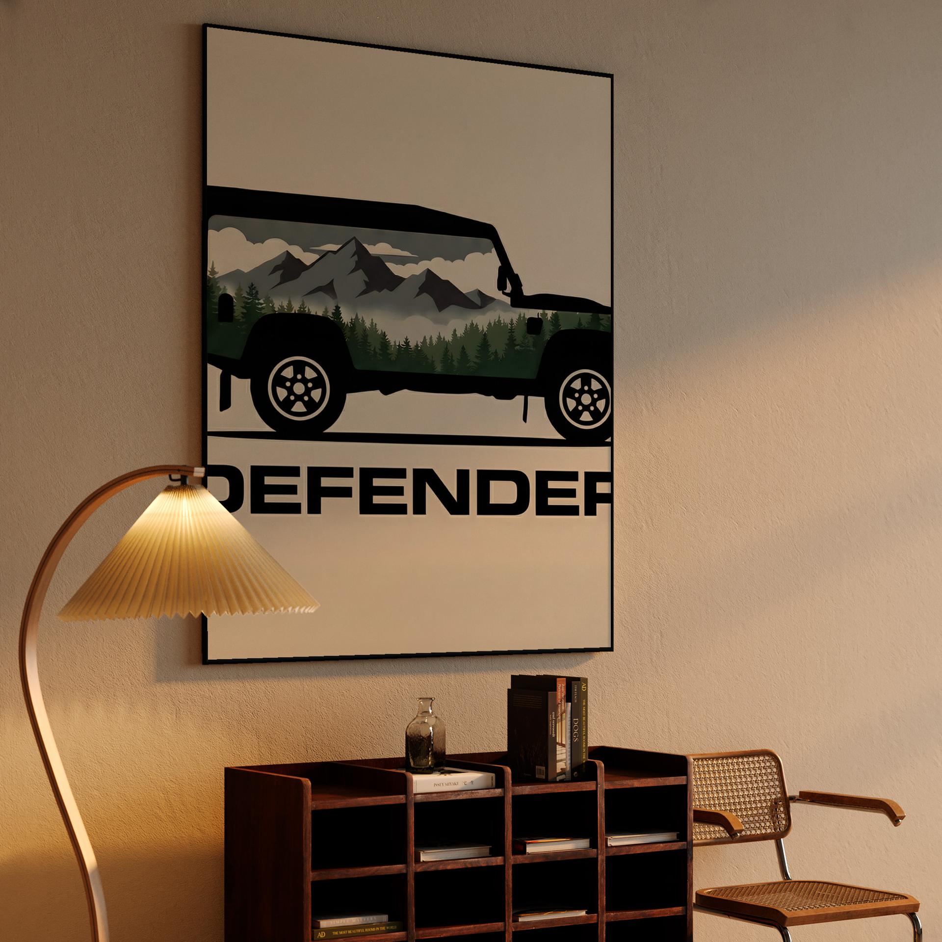 Land Rover Defender 90 Mountain Double Exposure Silhouette