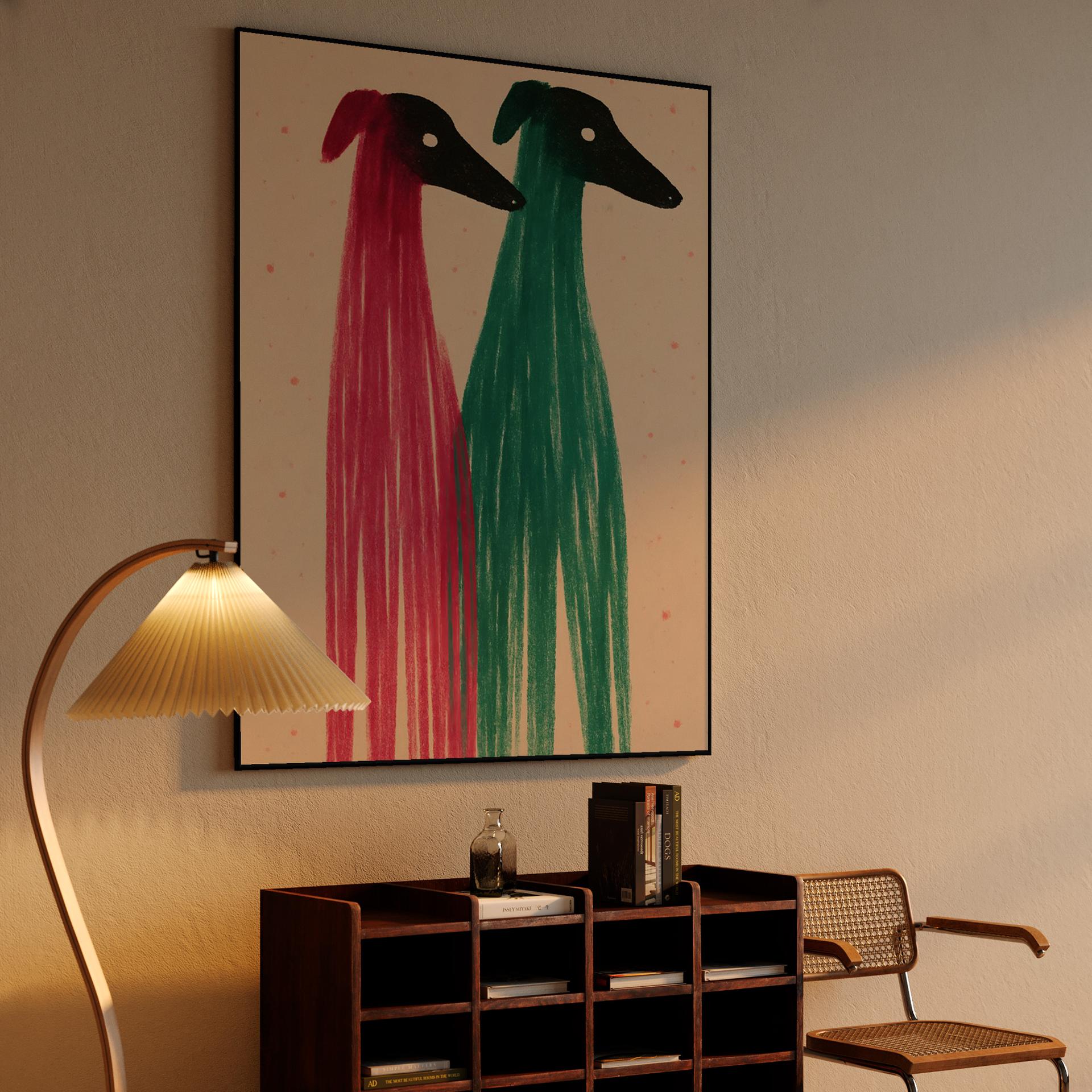 Whimsical Greyhound Duo