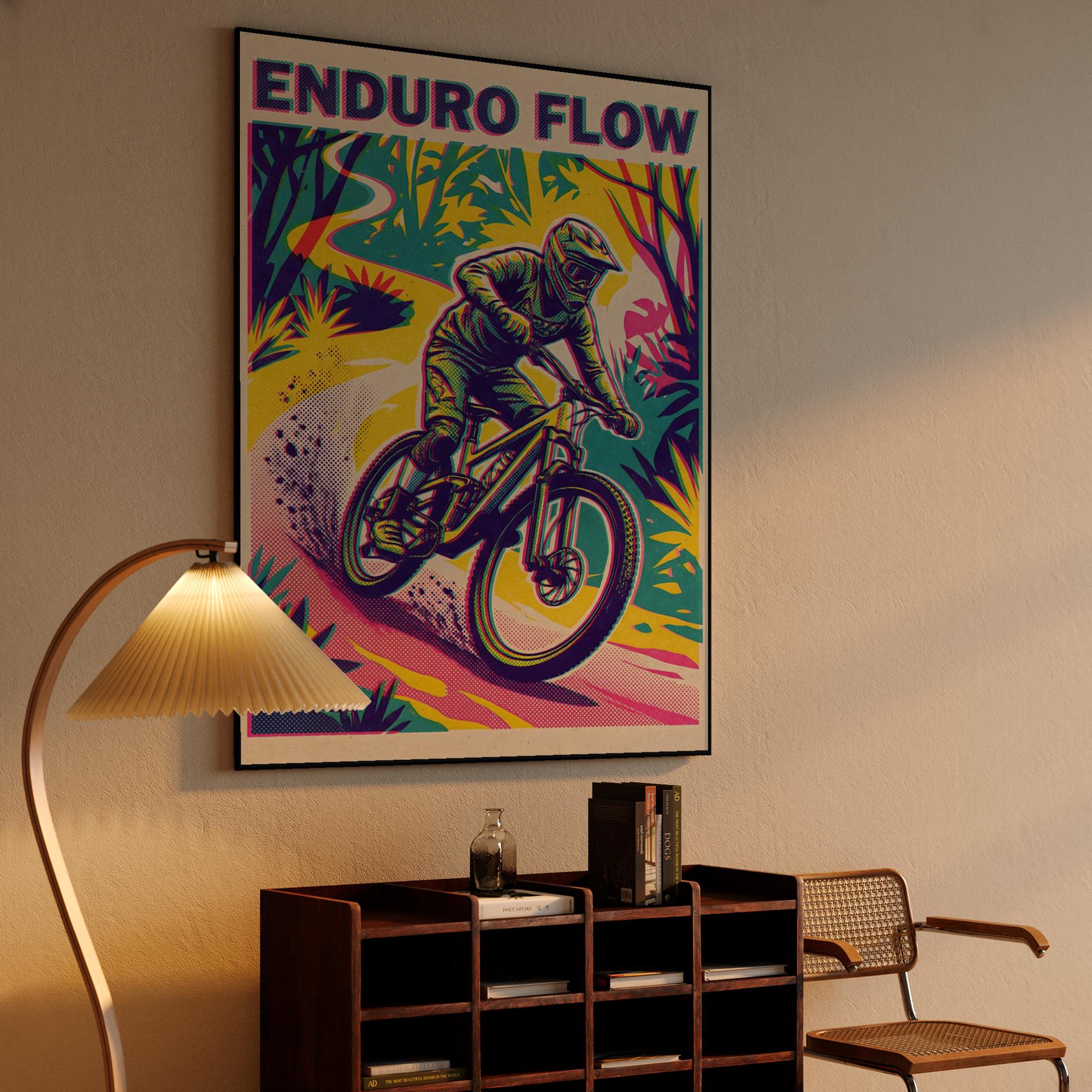 Enduro Flow: Vibrant Mountain Biking Graphic Illustration