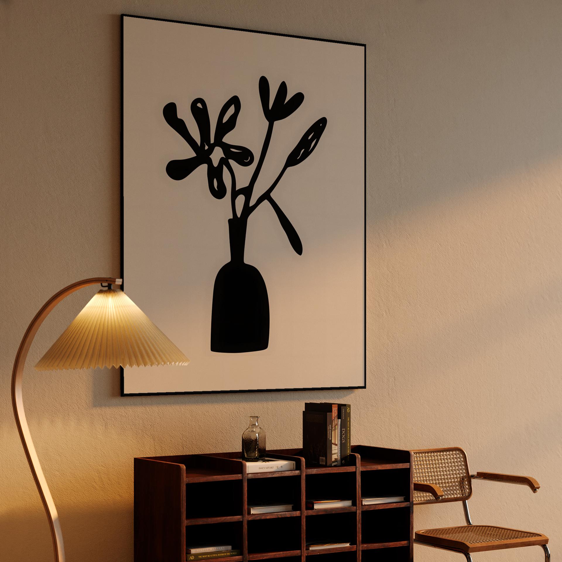 Minimalist Black Flower Cutout