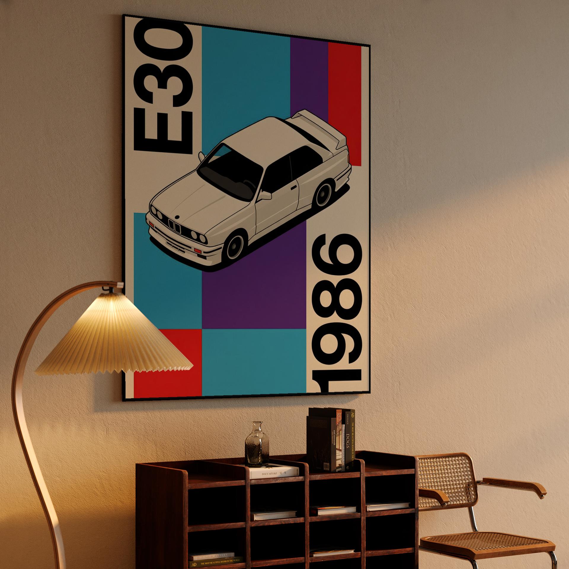 BMW E30 1986 Geometric Poster
