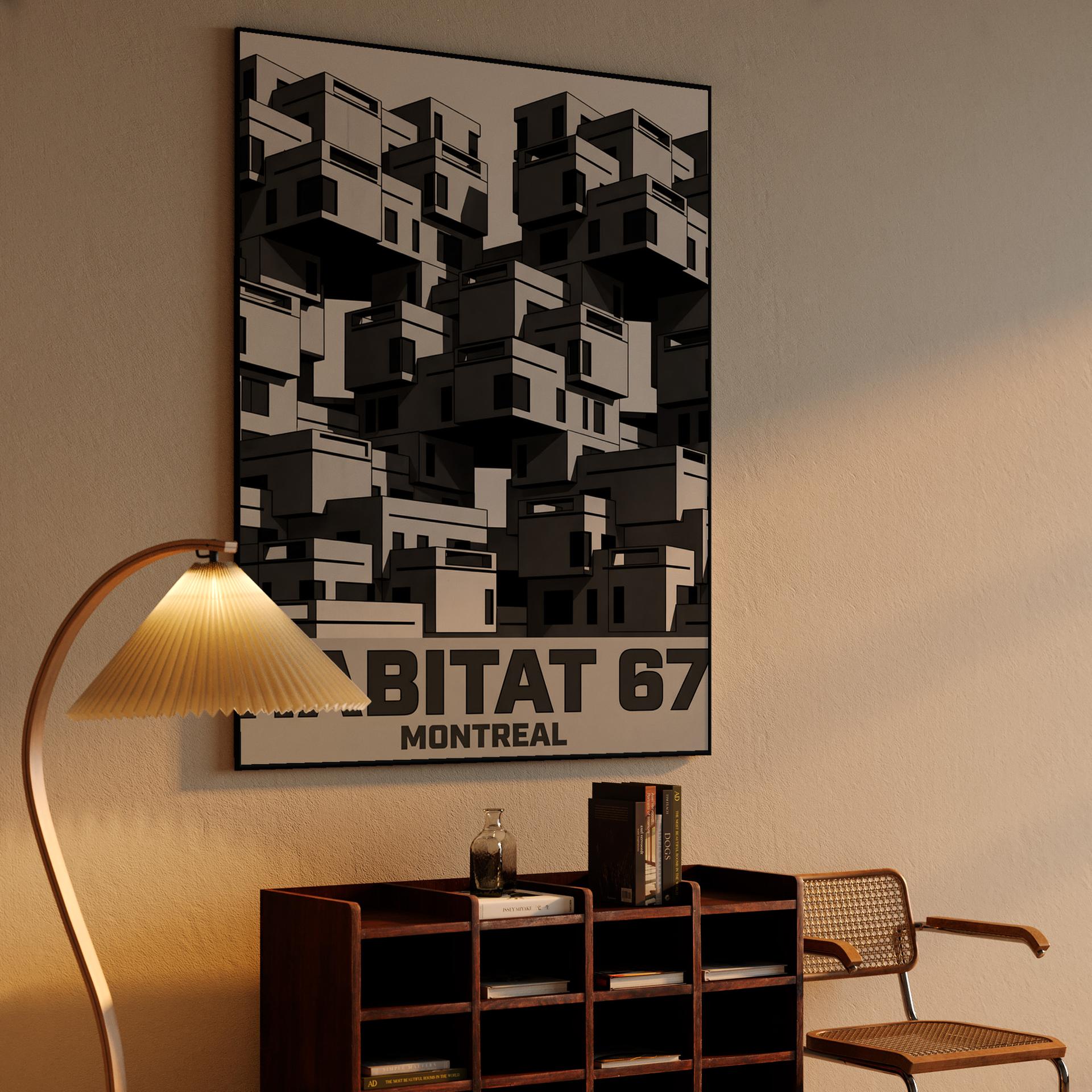 Habitat 67 Montreal Brutalist Graphic Poster