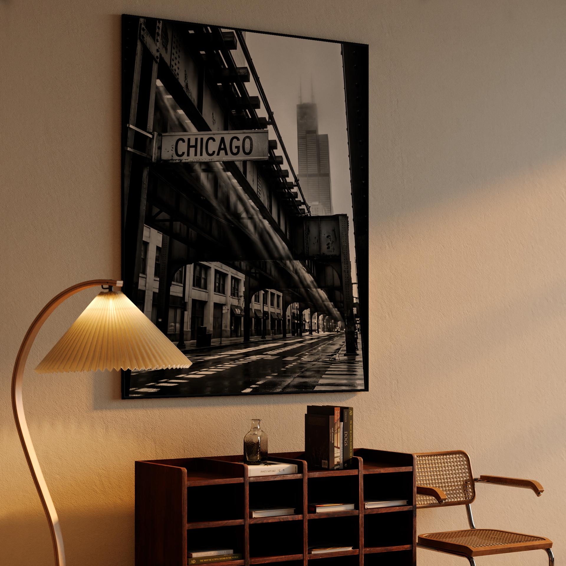 Chicago Echoes: The L and Willis Tower in Fog