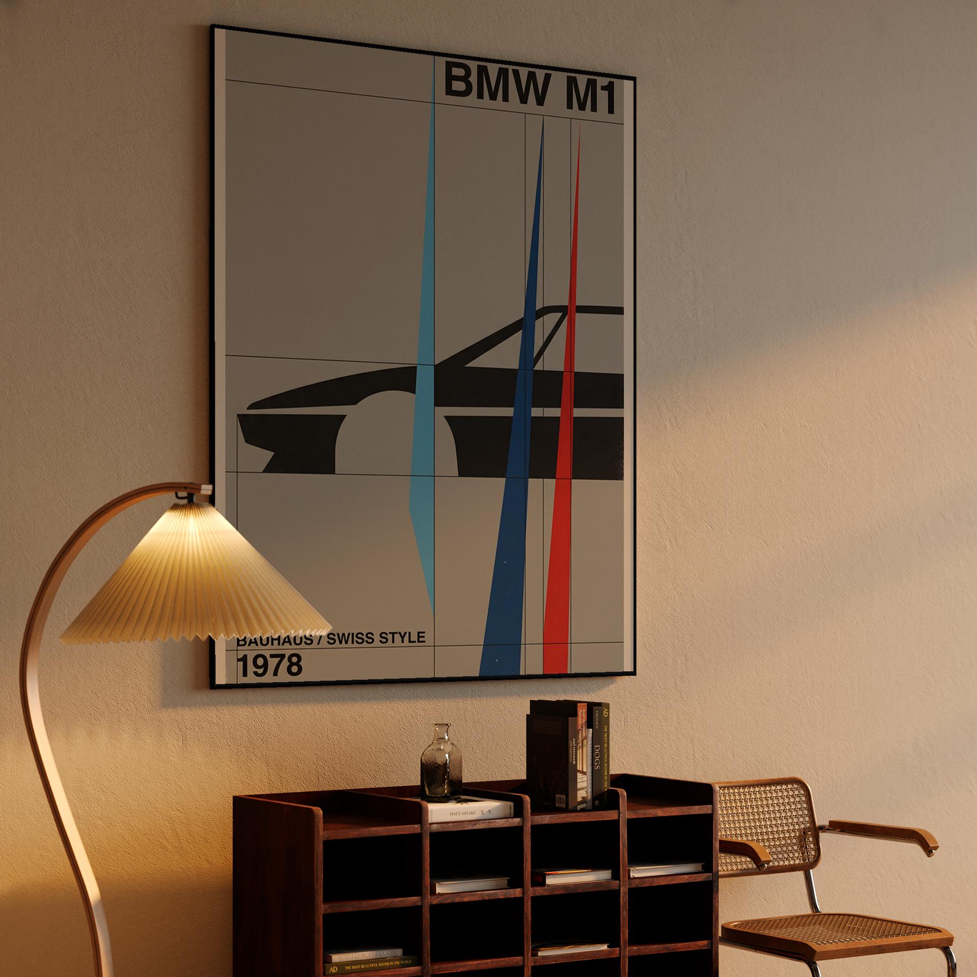 BMW M1 1978 Swiss Style Poster