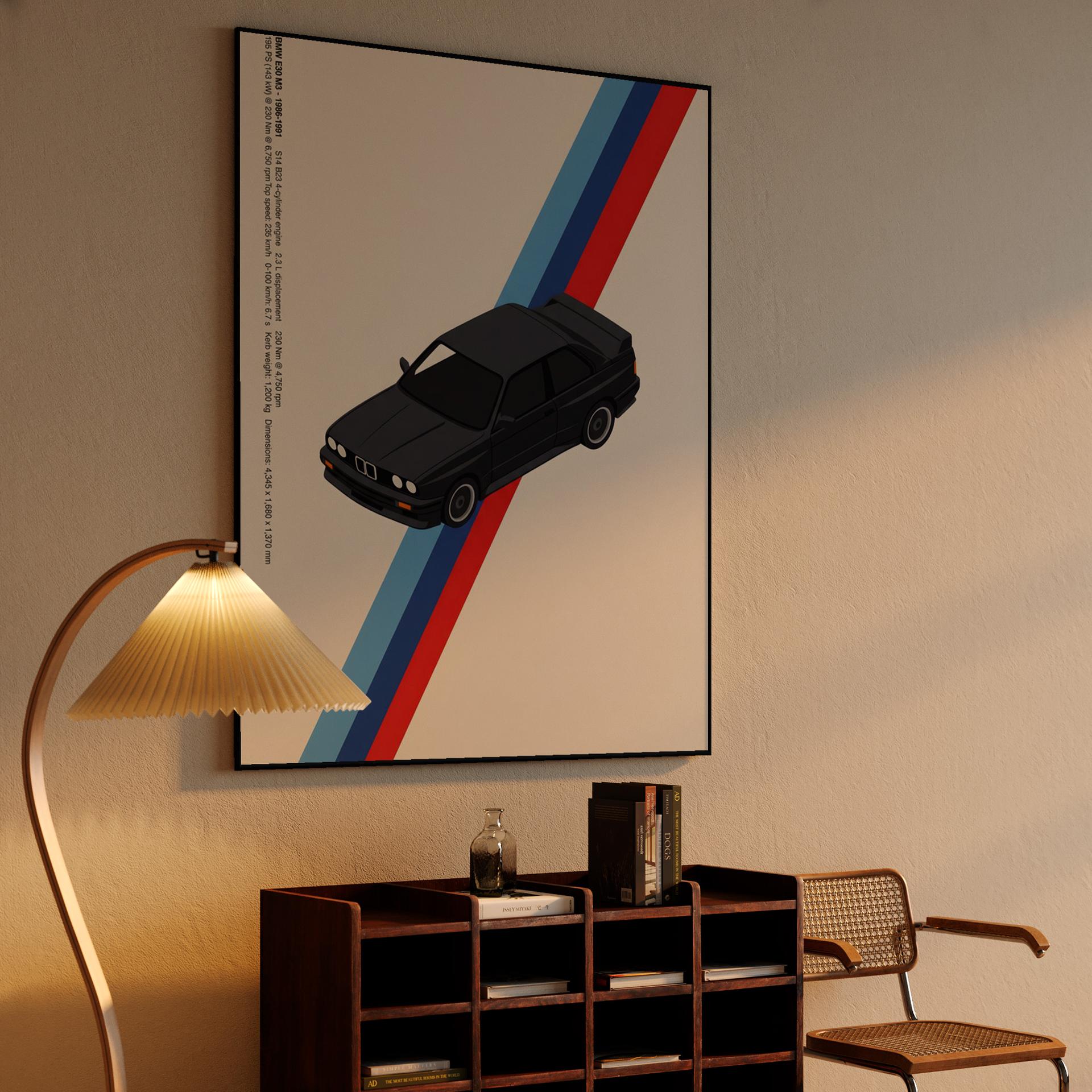 BMW E30 M3 Isometric Specs Poster