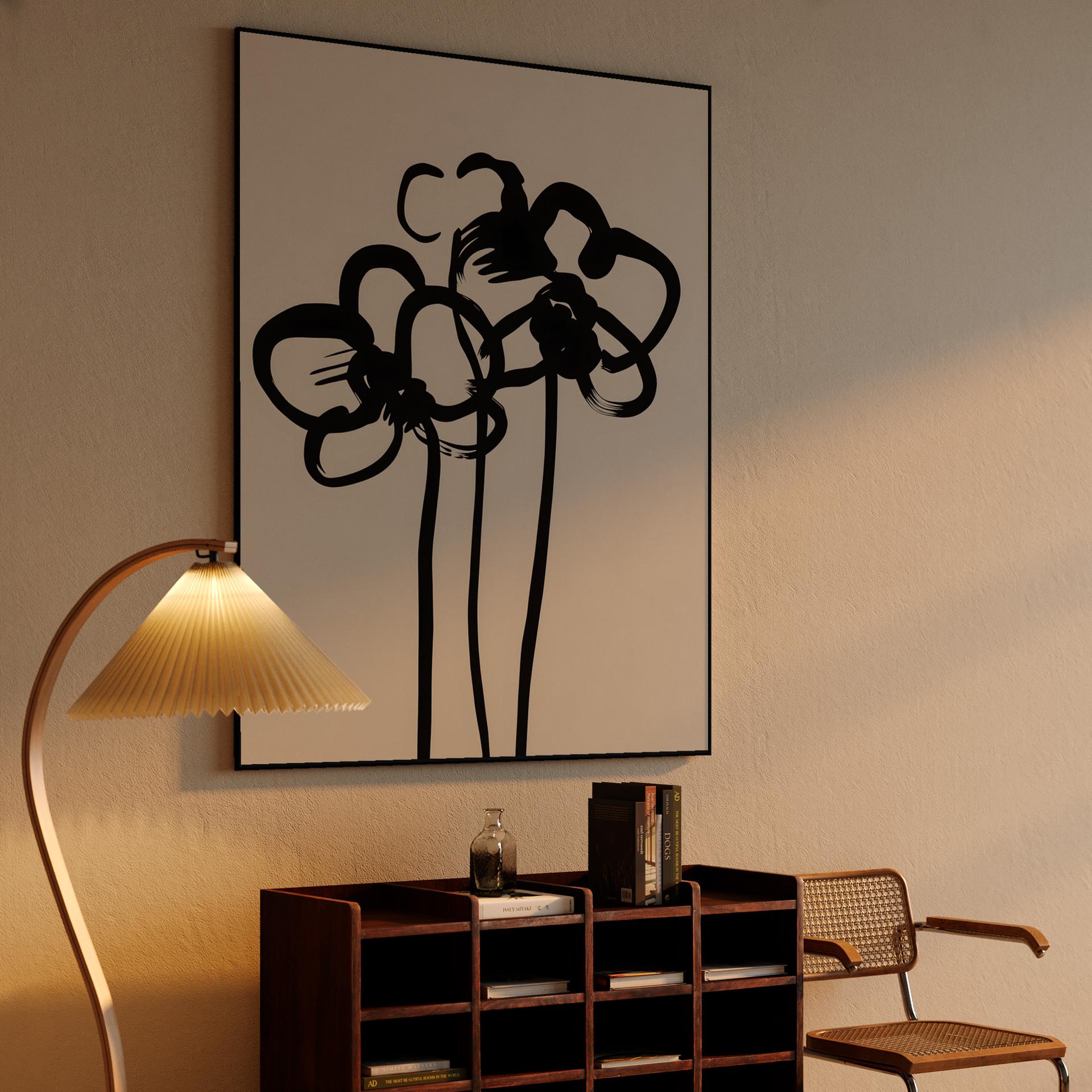 Abstract Ink Brush Flowers