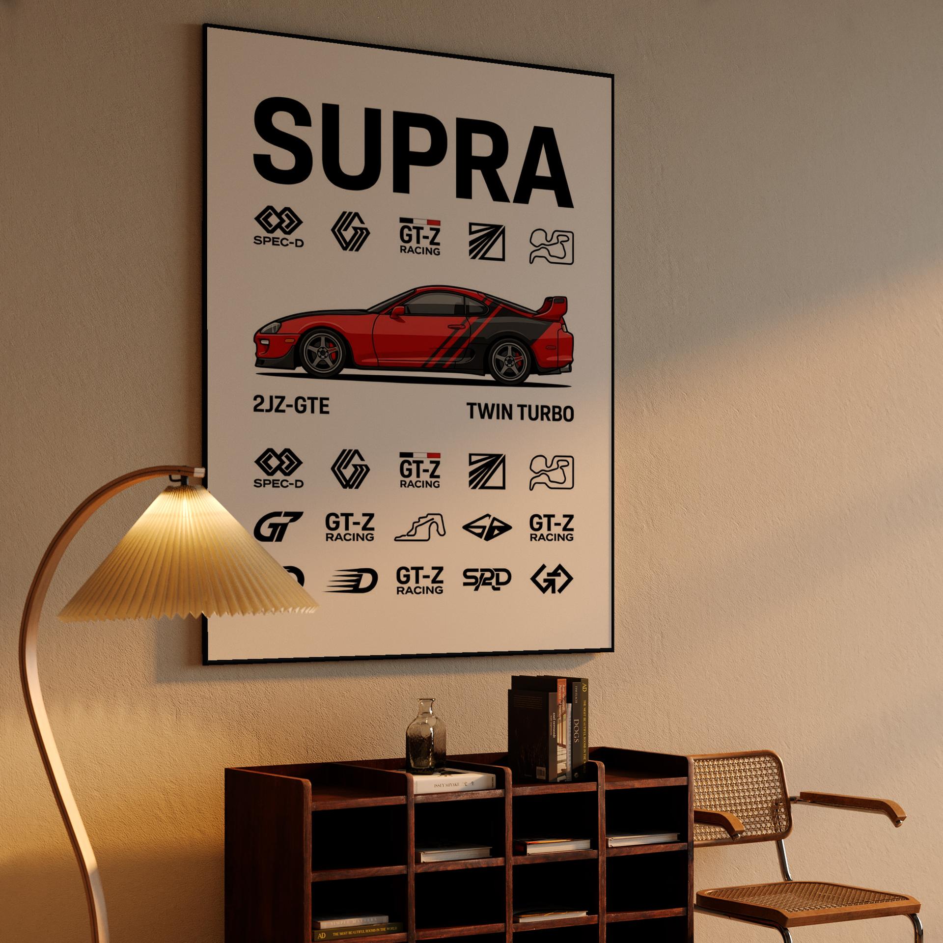 Toyota Supra MK4 A80 Technical Spec Sheet Art